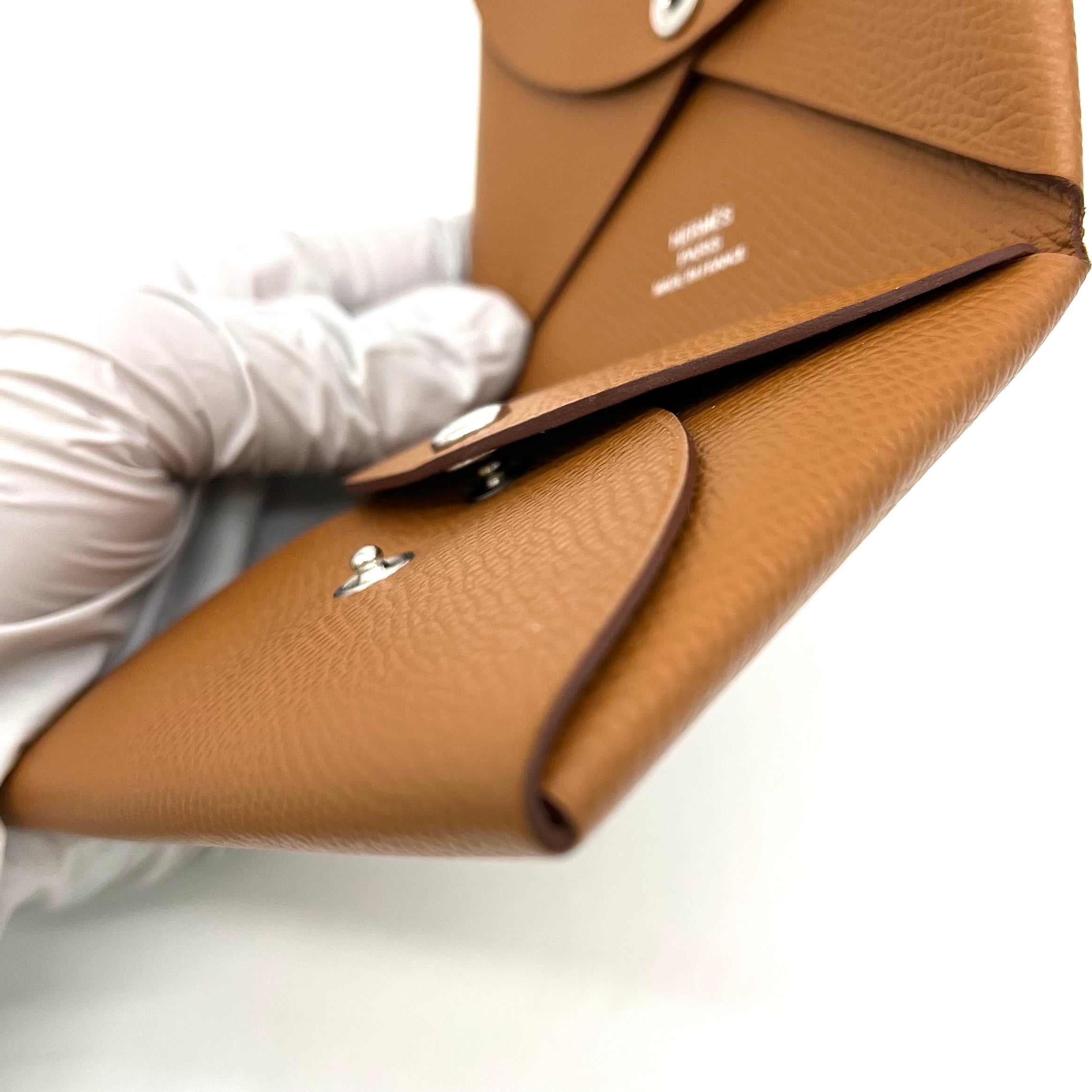 Hermes Epsom Calvi Duo Card Case Gold