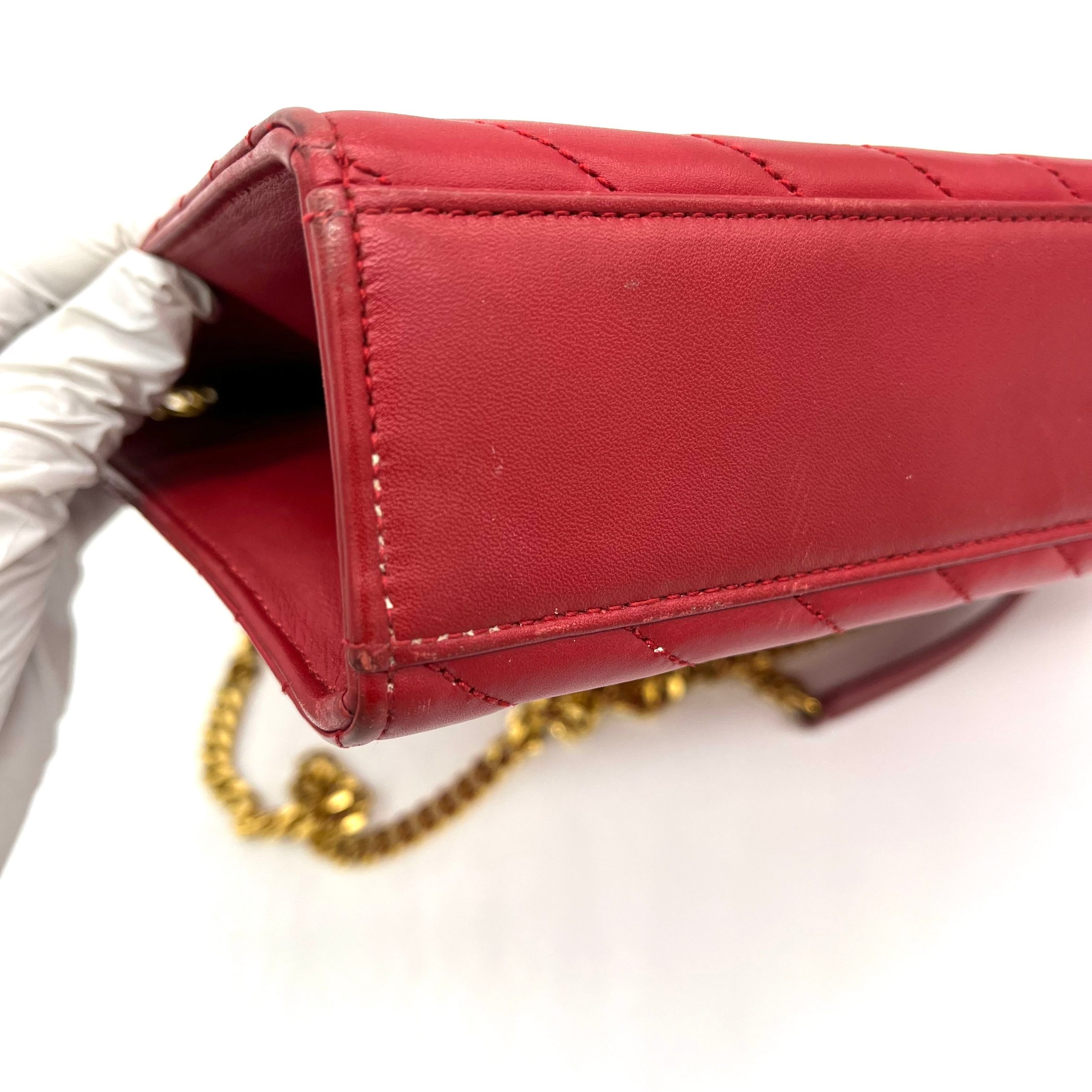 Saint Laurent Grain De Poudre Matelasse Chevron Large Monogram Satchel Lipstick Red 2013