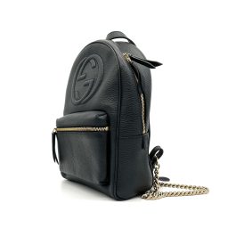Gucci  Pebbled Calfskin Soho Chain Backpack Black