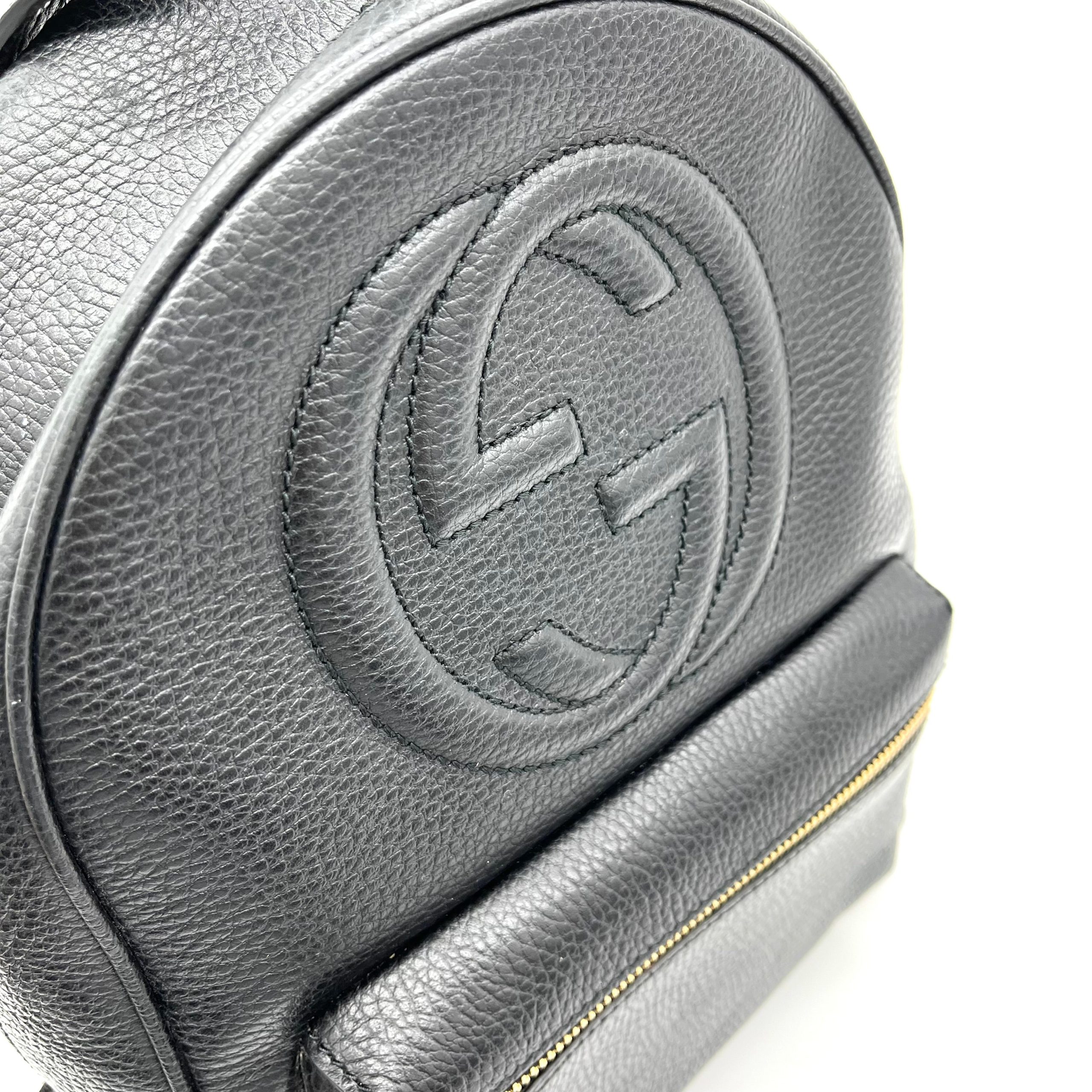 Gucci  Pebbled Calfskin Soho Chain Backpack Black