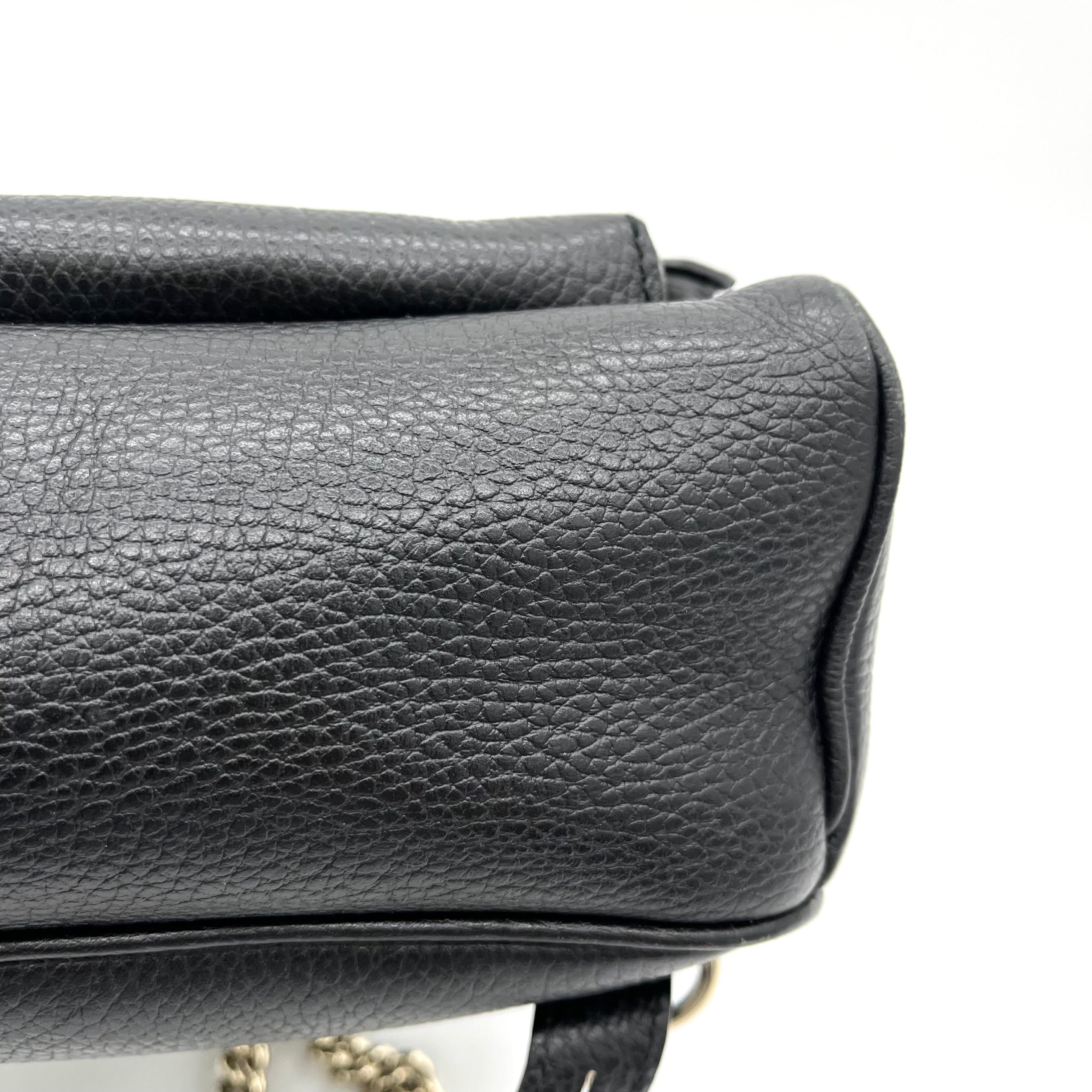 Gucci  Pebbled Calfskin Soho Chain Backpack Black