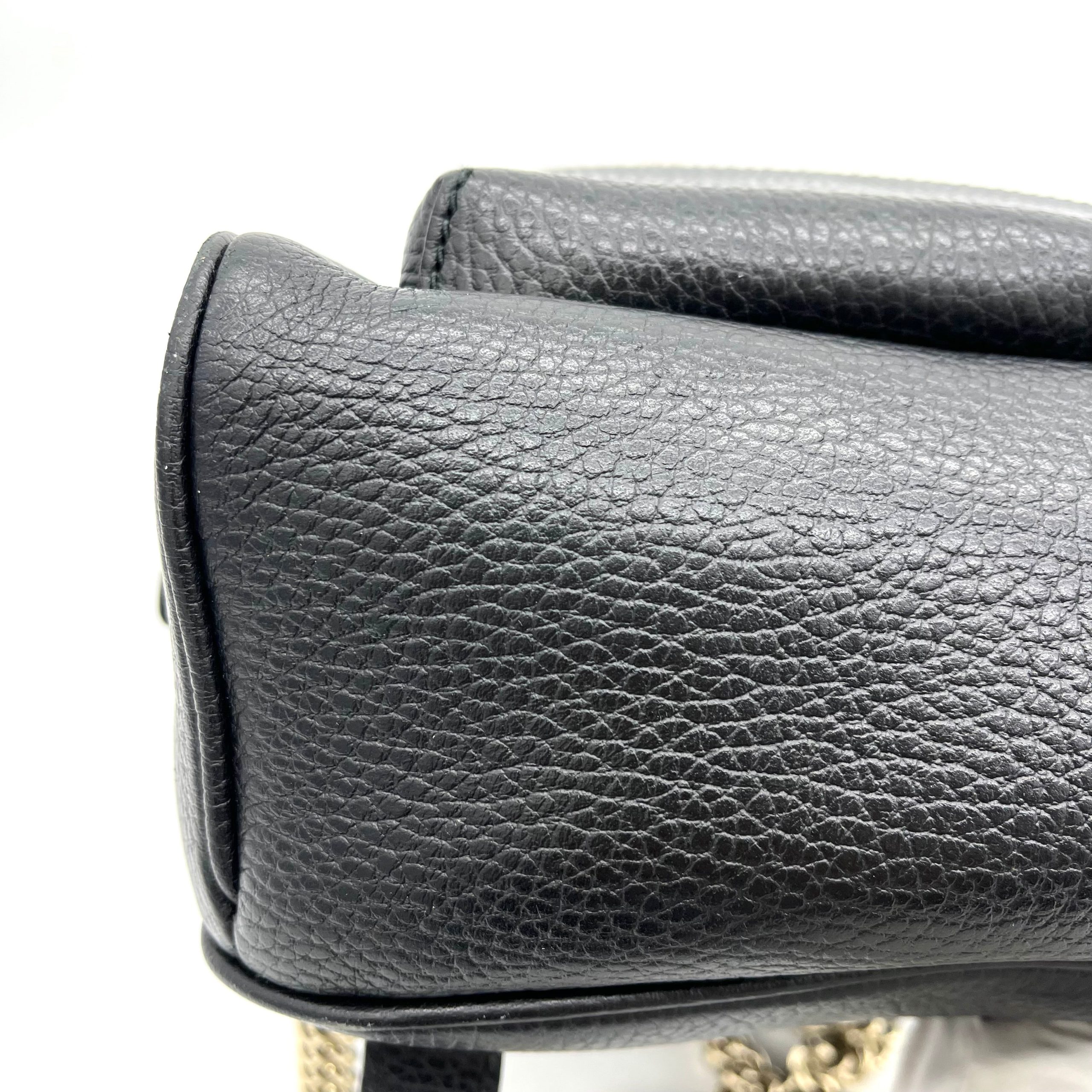 Gucci  Pebbled Calfskin Soho Chain Backpack Black