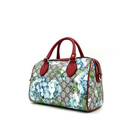 Gucci  GG Supreme Monogram Blooms Small Boston Beige Blue Navy Hibiscus Red
