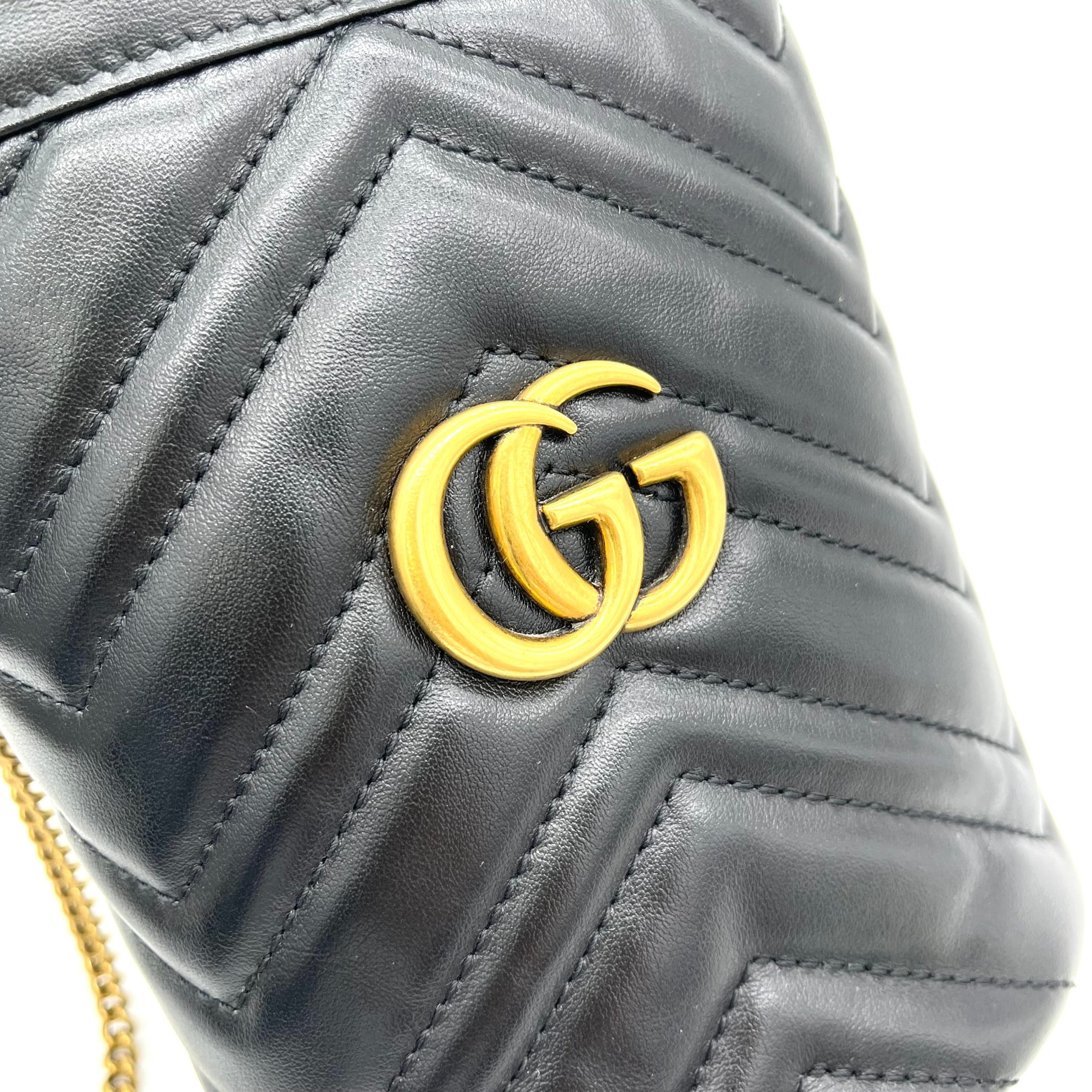 Gucci  Calfskin Matelasse Mini GG Marmont 2.0 Bucket