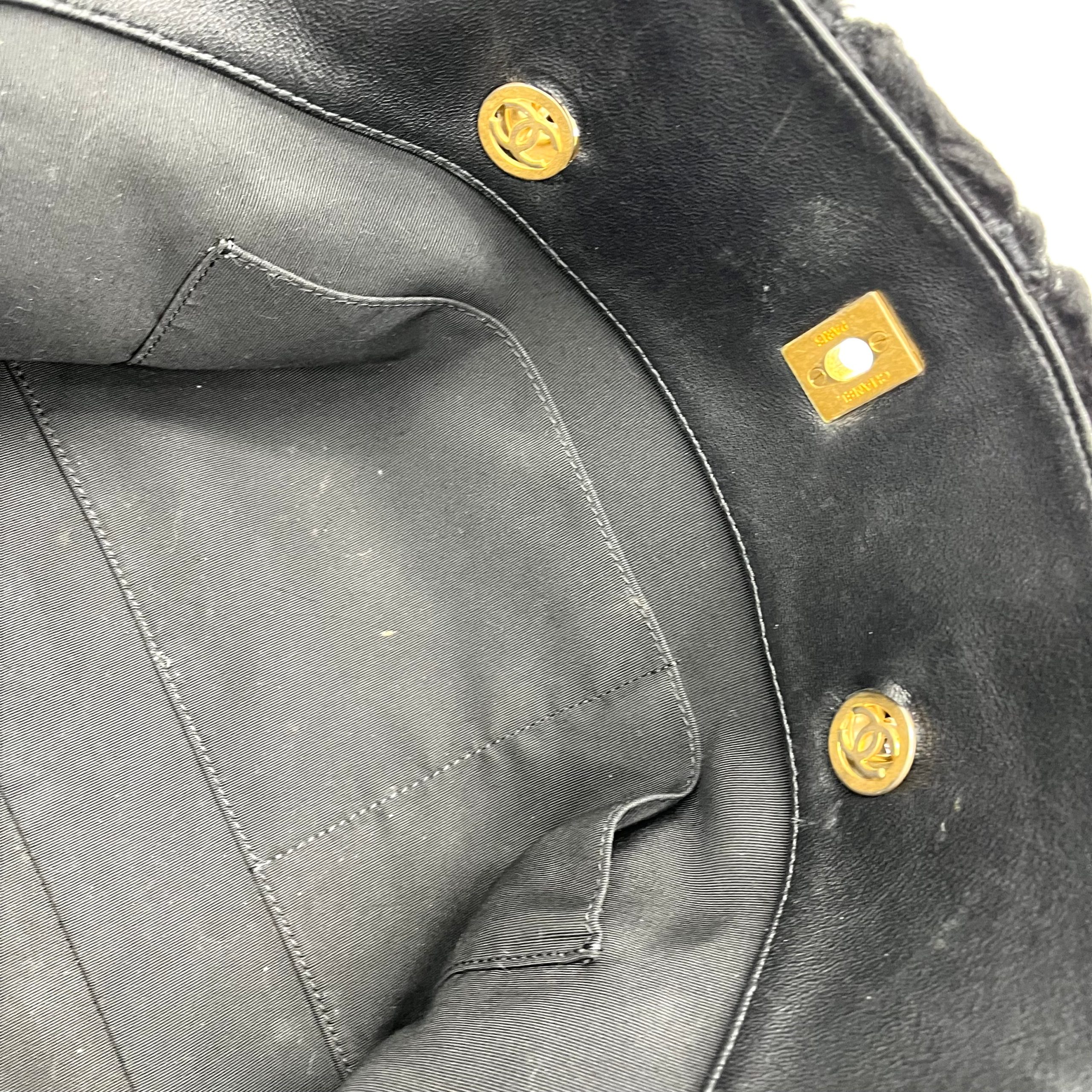 Chanel CC Chain Shopping Tote Quilted Shearling with Tweed Large 2020