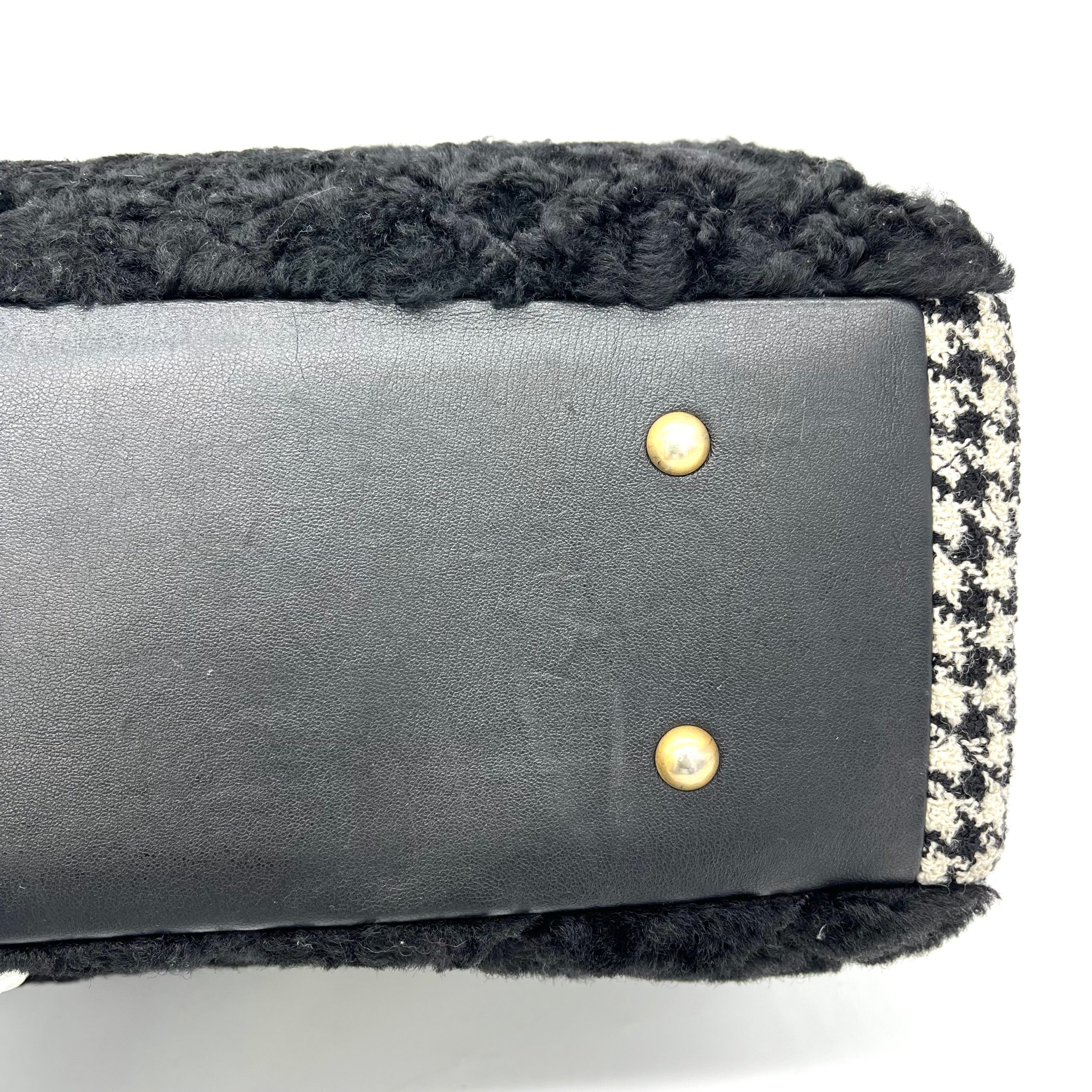 Chanel CC Chain Shopping Tote Quilted Shearling with Tweed Large 2020