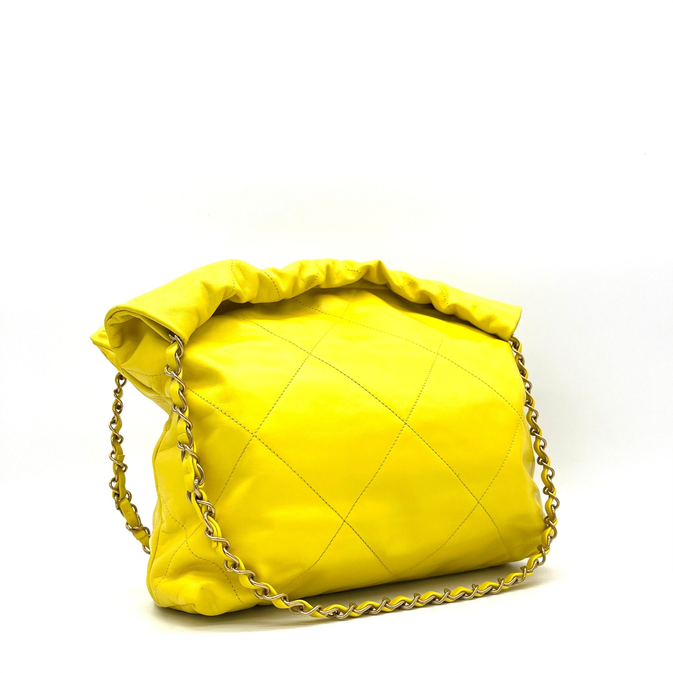 Chanel Shiny Calfskin Quilted Small Chanel 22 Yellow 2023