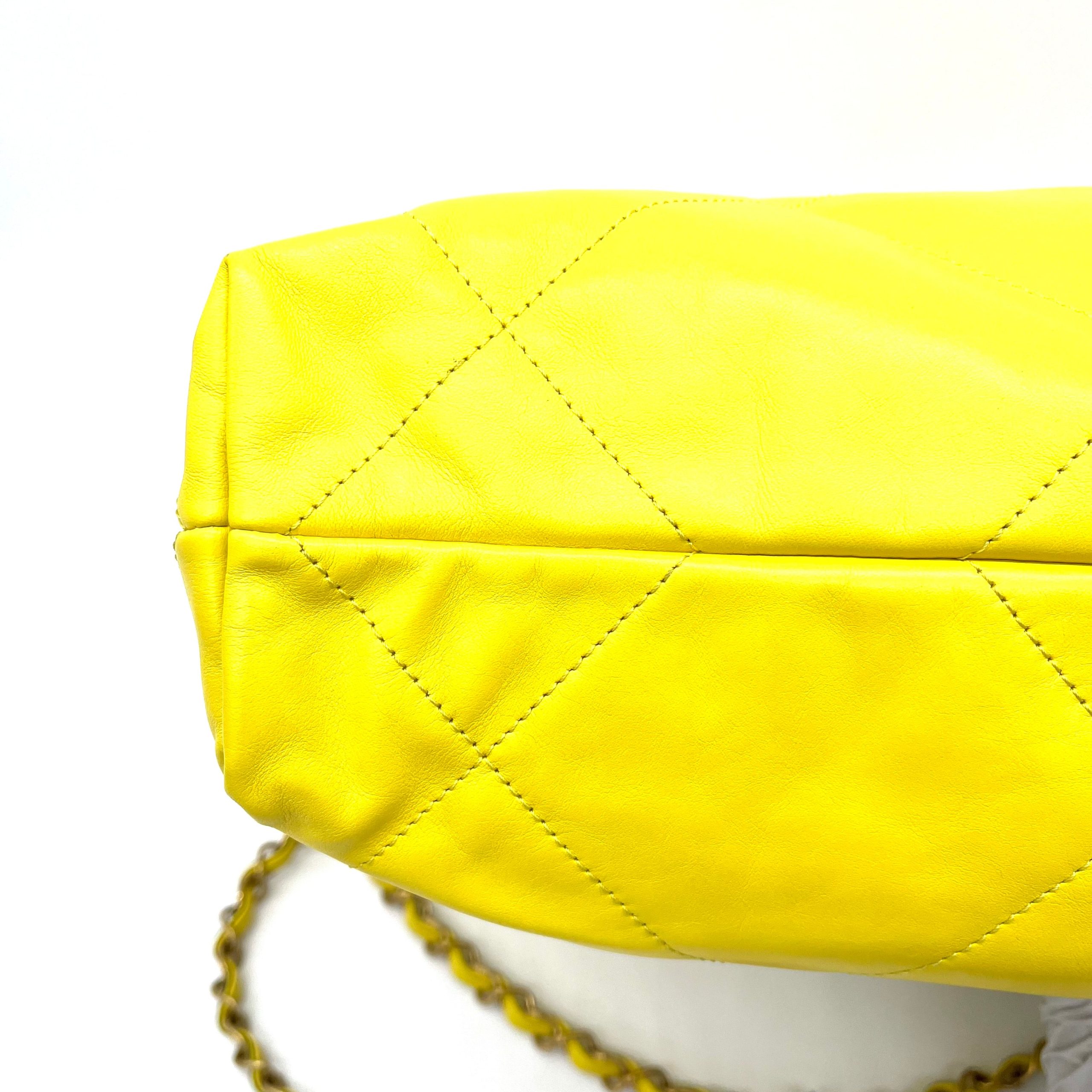 Chanel Shiny Calfskin Quilted Small Chanel 22 Yellow 2023