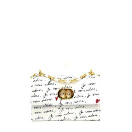 Dior amour Miss Caro Mini Bag White Calfskin with Black and Red Je Vous Adore Print