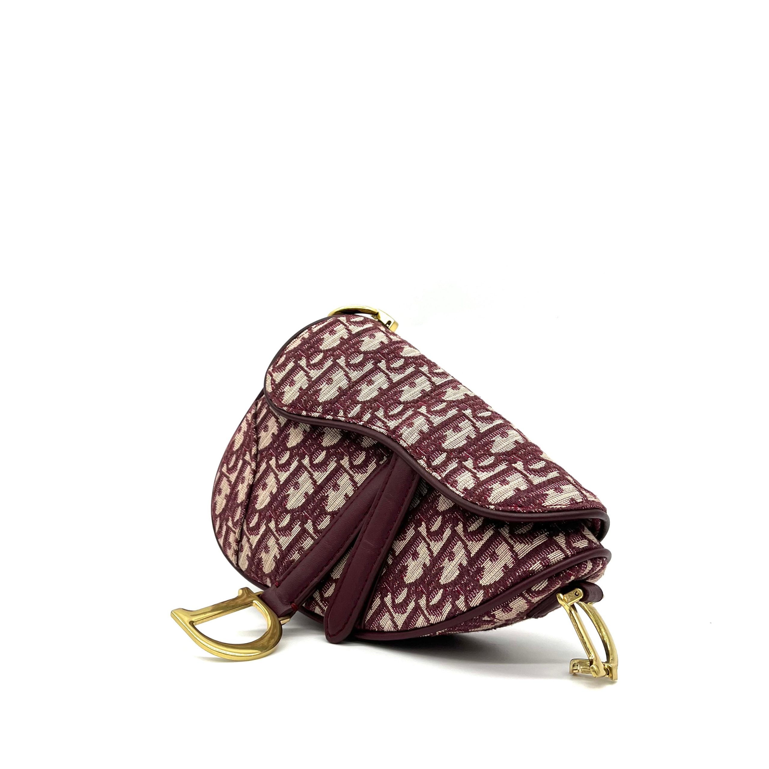 Christian Dior Oblique Mini Saddle Bag Bordeaux