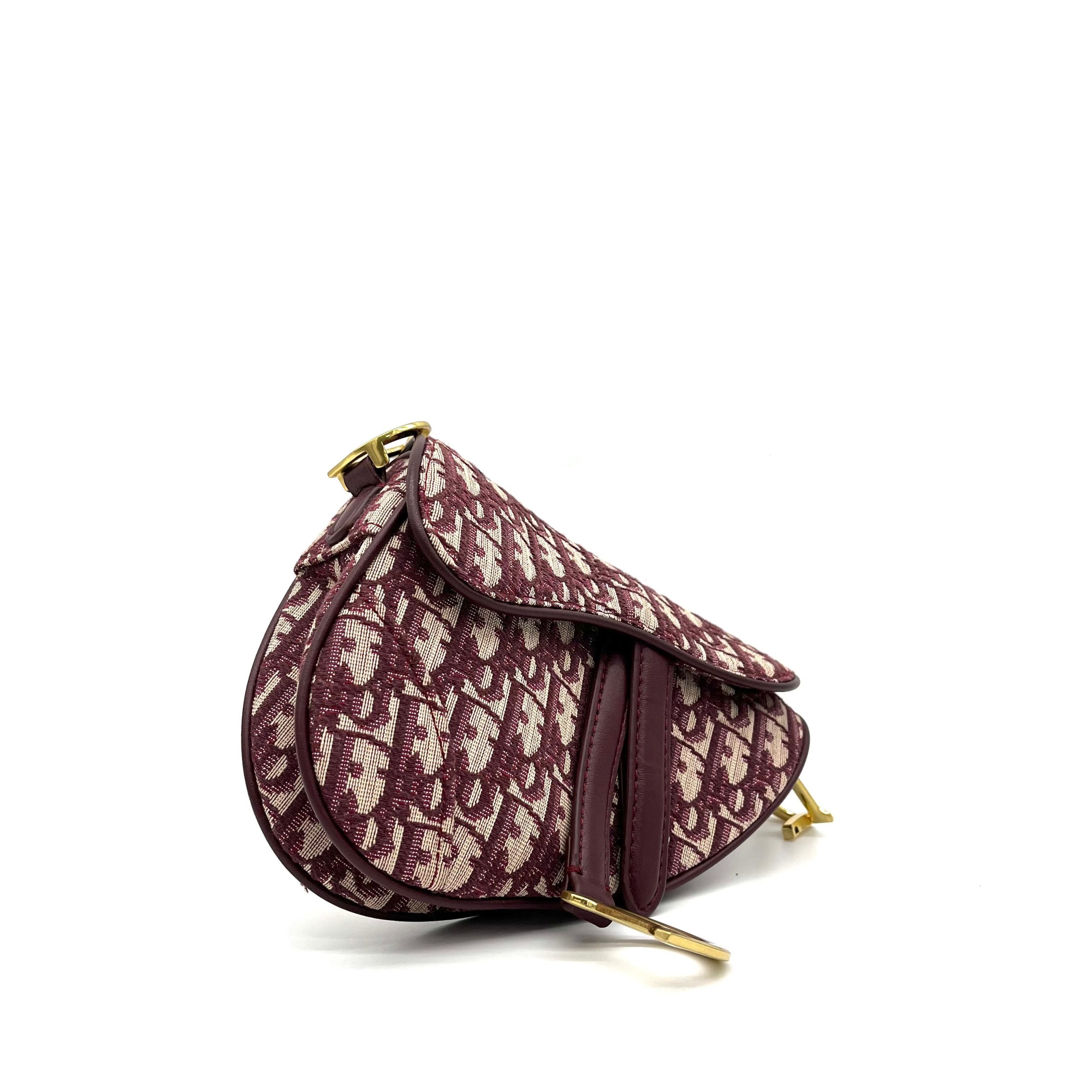 Christian Dior Oblique Mini Saddle Bag Bordeaux