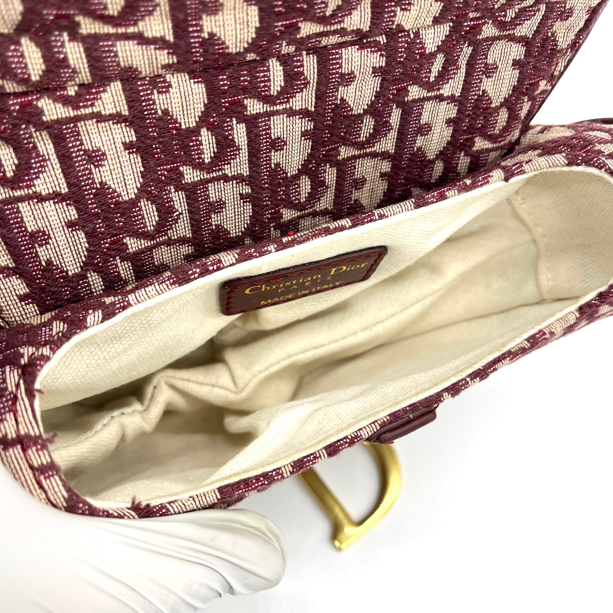 Christian Dior Oblique Mini Saddle Bag Bordeaux