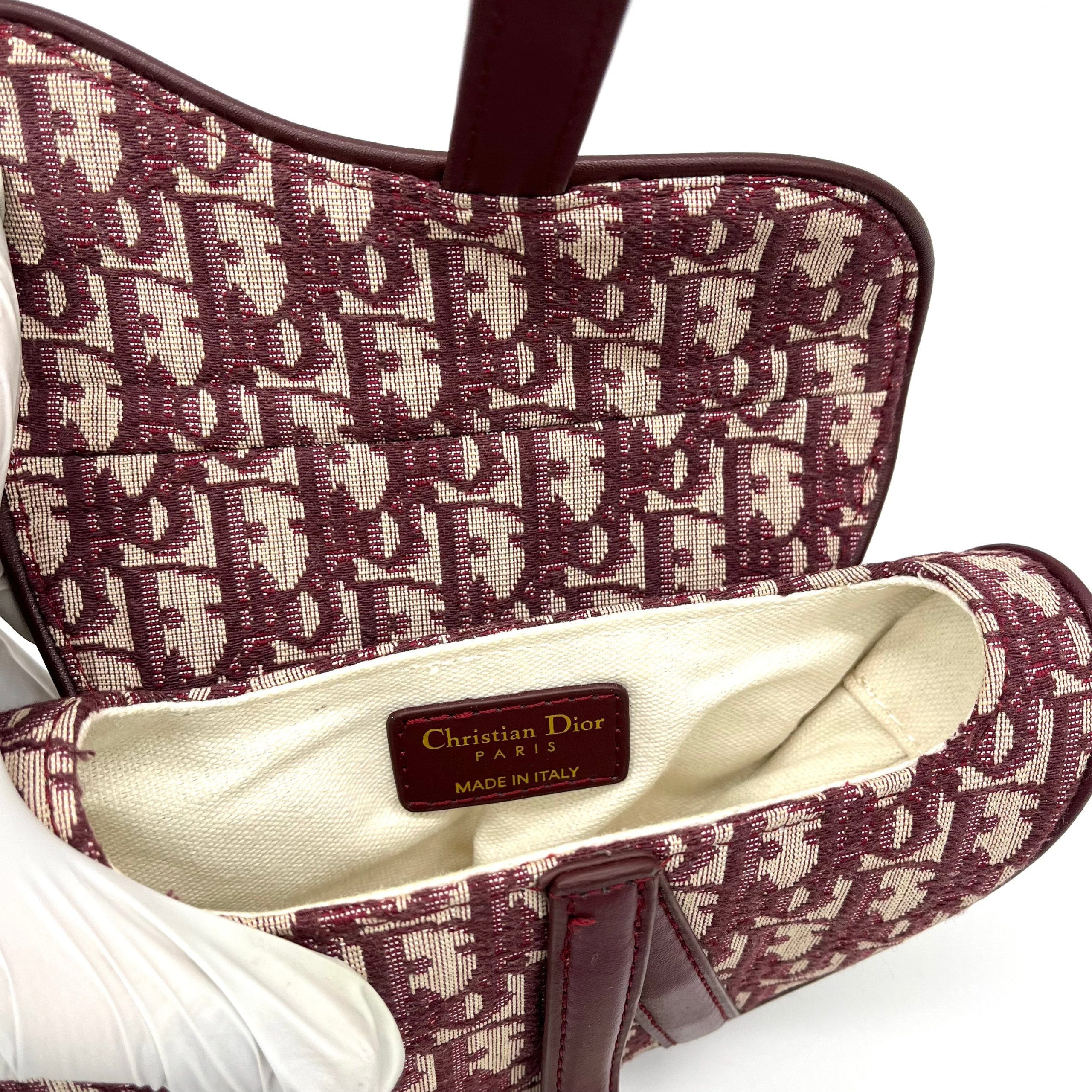 Christian Dior Oblique Mini Saddle Bag Bordeaux