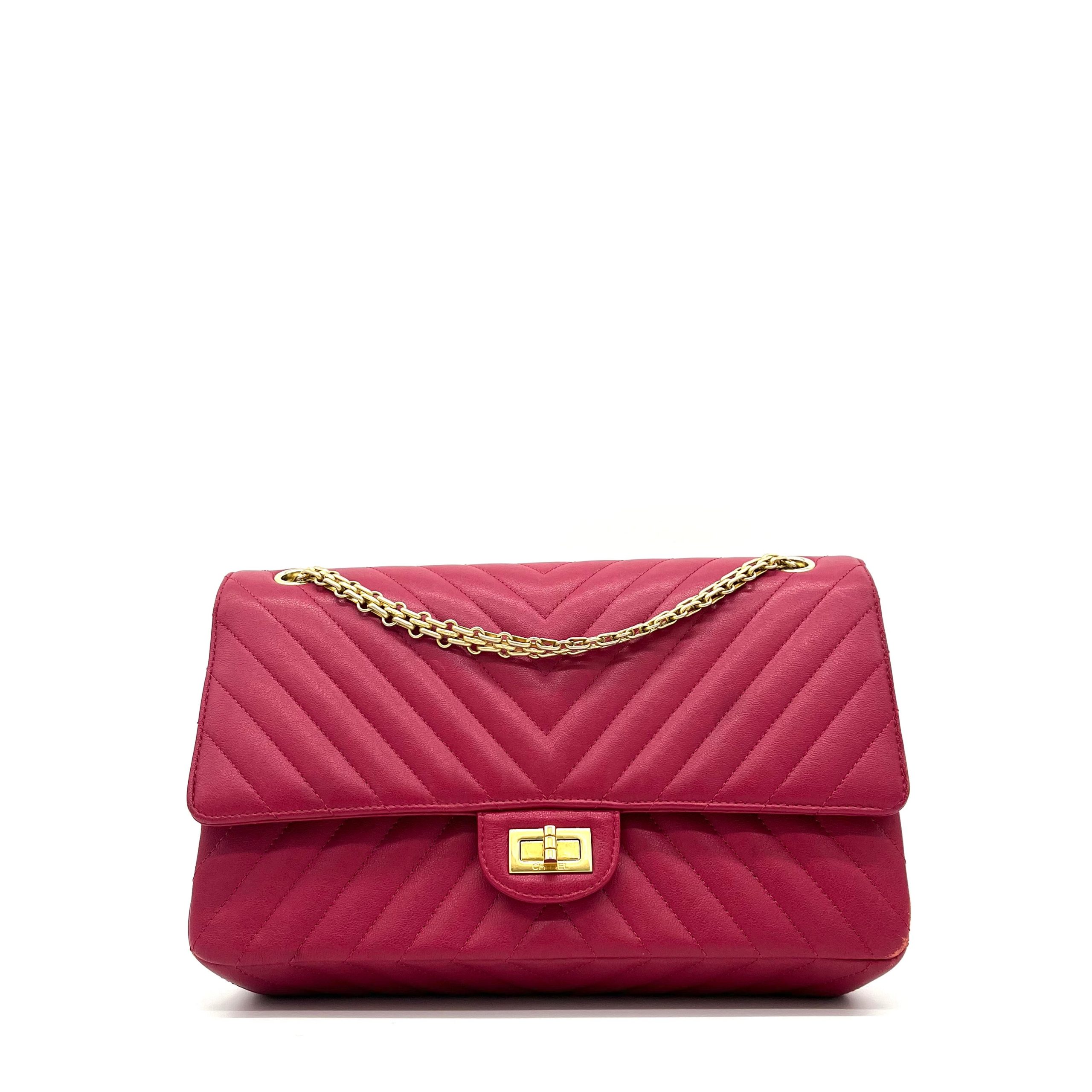 Chanel Sheepskin Chevron Quilted 2.55 Reissue 226 Flap Dark Pink 2017