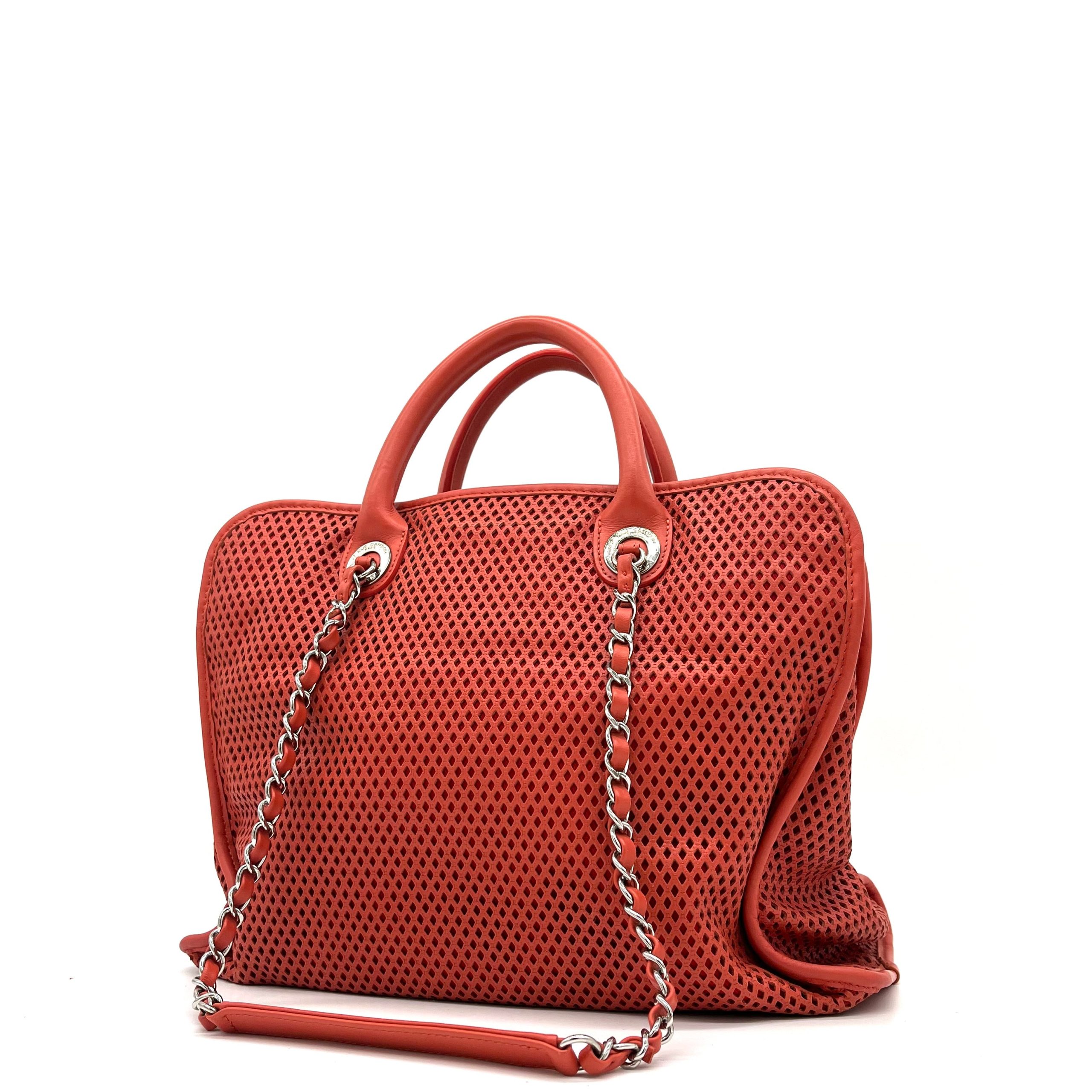 Chanel Calfskin Perforated Up In The Air Tote Red 2012-2013