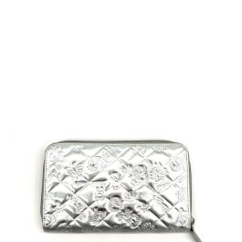 Chanel Silver Quilted Patent Leather Embossed Lucky Symbols Zip Around Wallet 2006-2008