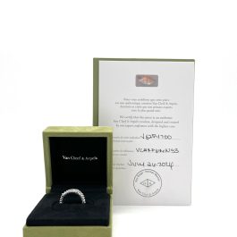 Van Cleef & Arpels 18K White Gold Diamond Sweet Perlee Clovers Ring 5.5 2024