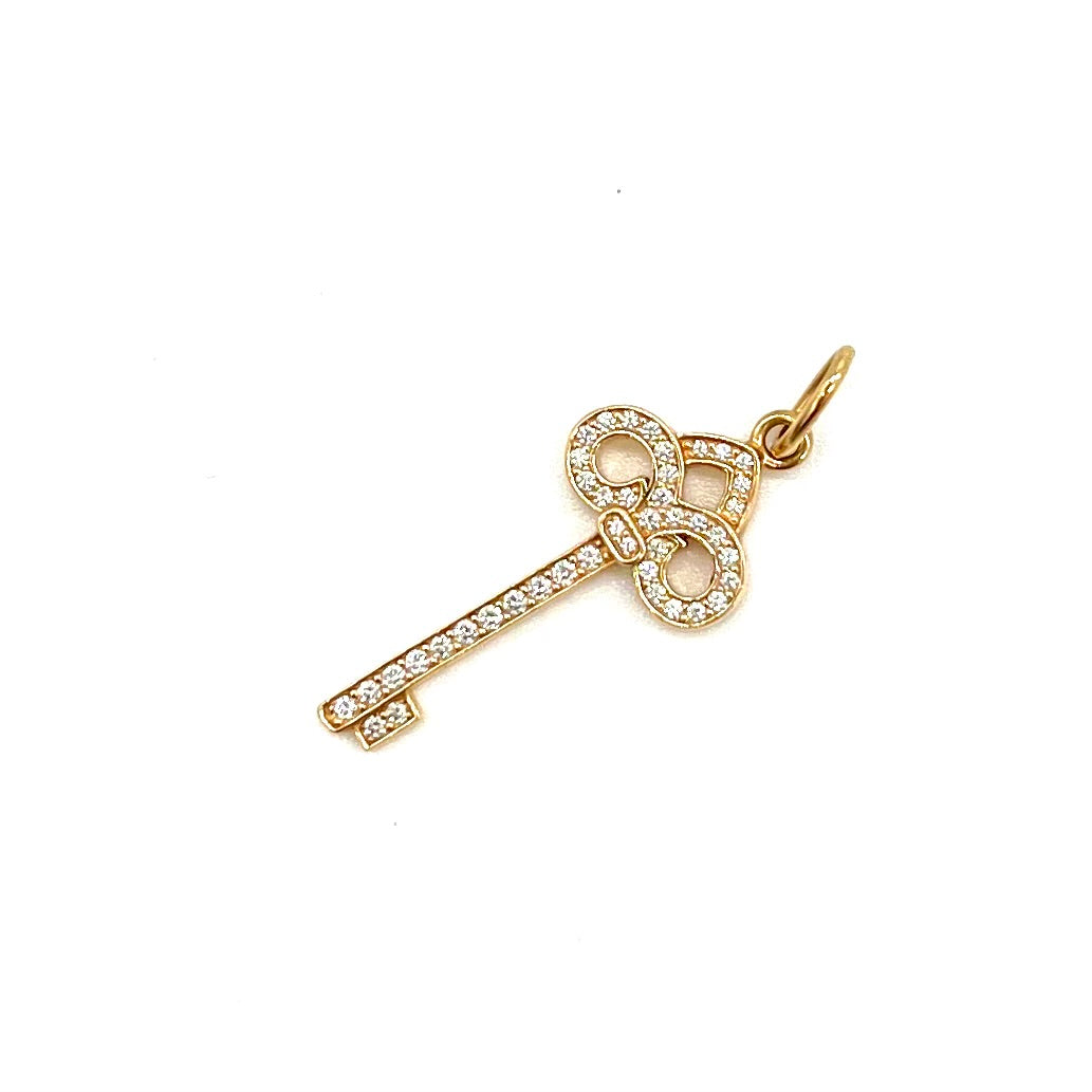 Tiffany Keys Fleur de Lis Key Pendant Yellow Gold Large and Mini Set