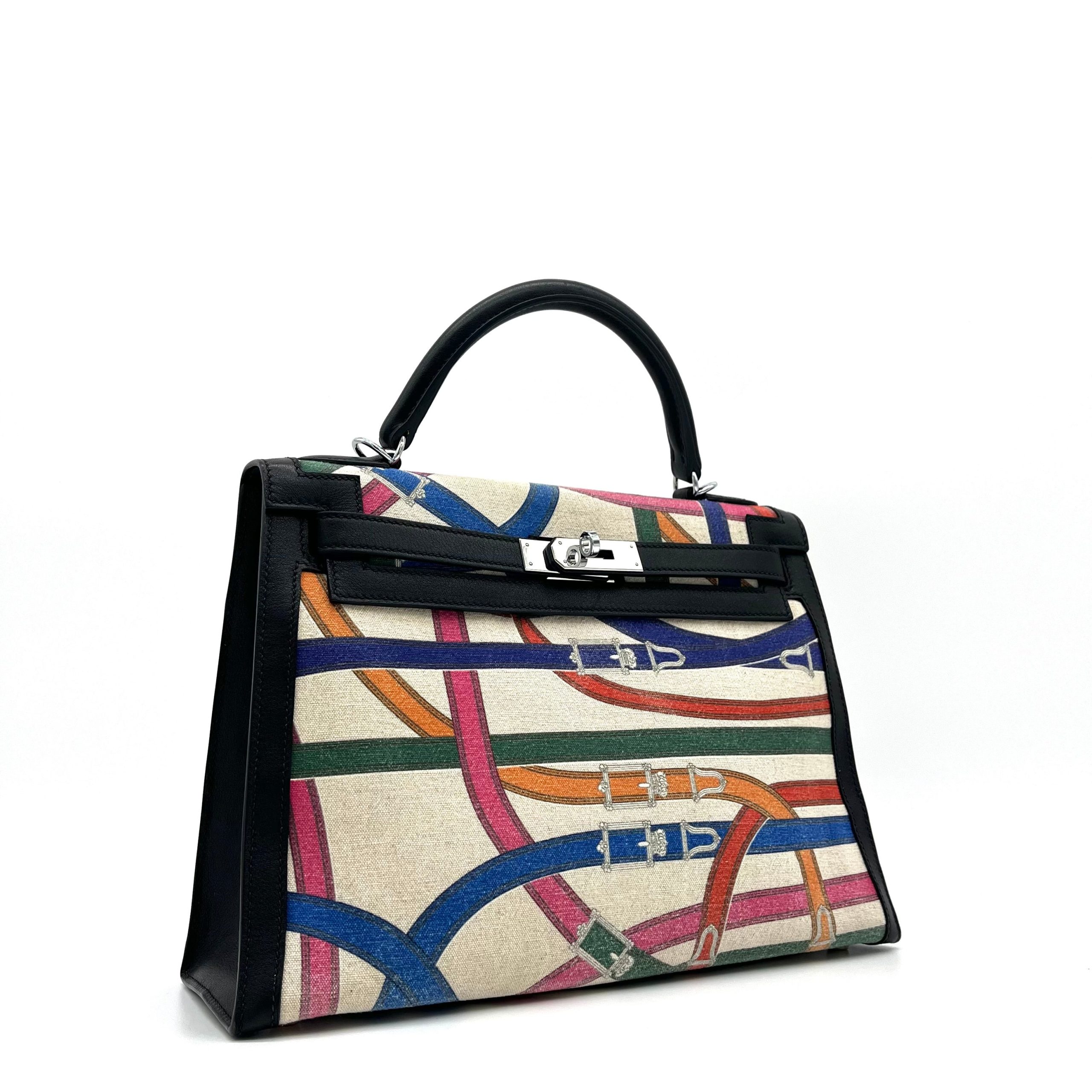 [Limited Edition] Hermes Swift Toile De Camp Cavalcadour Kelly Sellier 32 Black