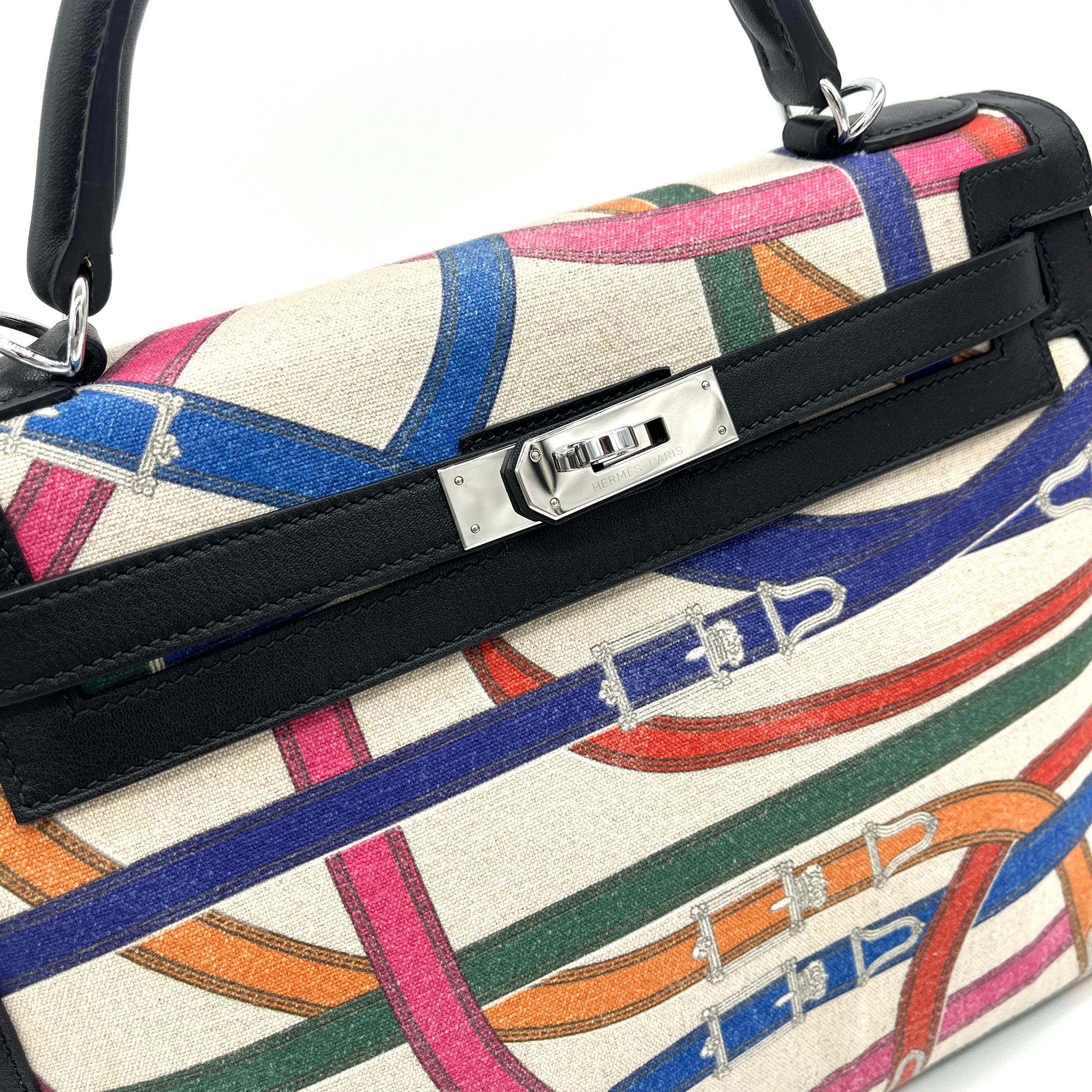 [Limited Edition] Hermes Swift Toile De Camp Cavalcadour Kelly Sellier 32 Black