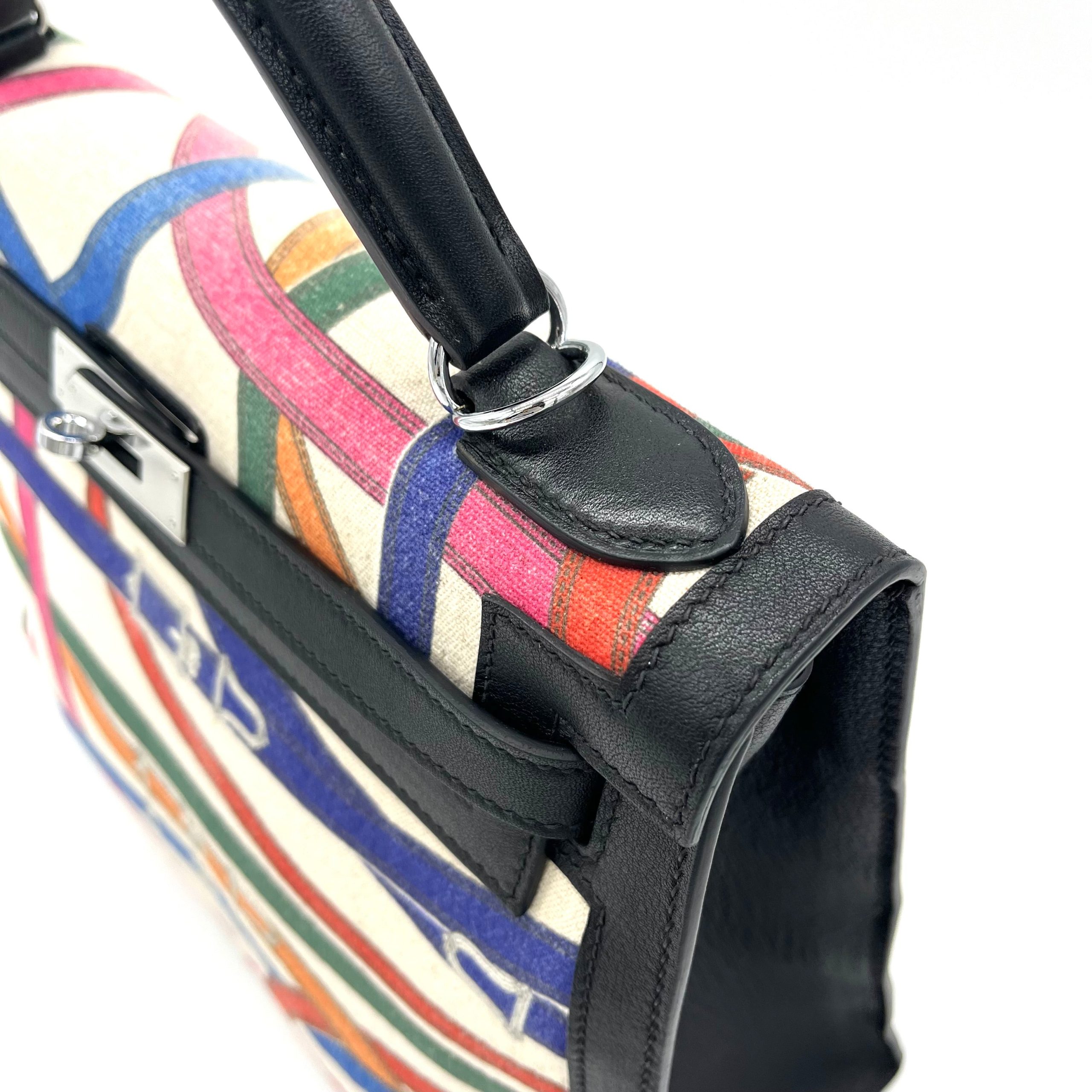 [Limited Edition] Hermes Swift Toile De Camp Cavalcadour Kelly Sellier 32 Black