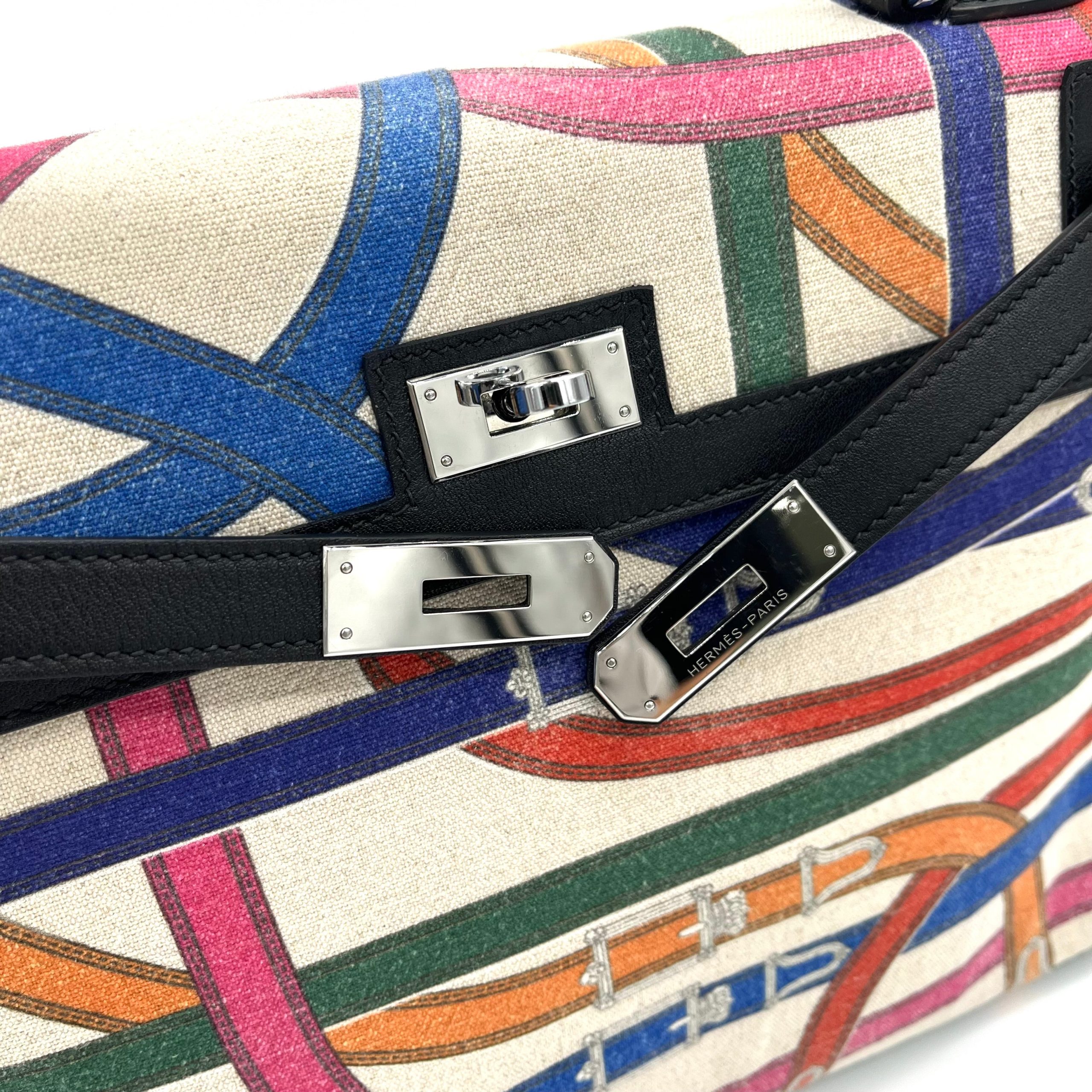 [Limited Edition] Hermes Swift Toile De Camp Cavalcadour Kelly Sellier 32 Black