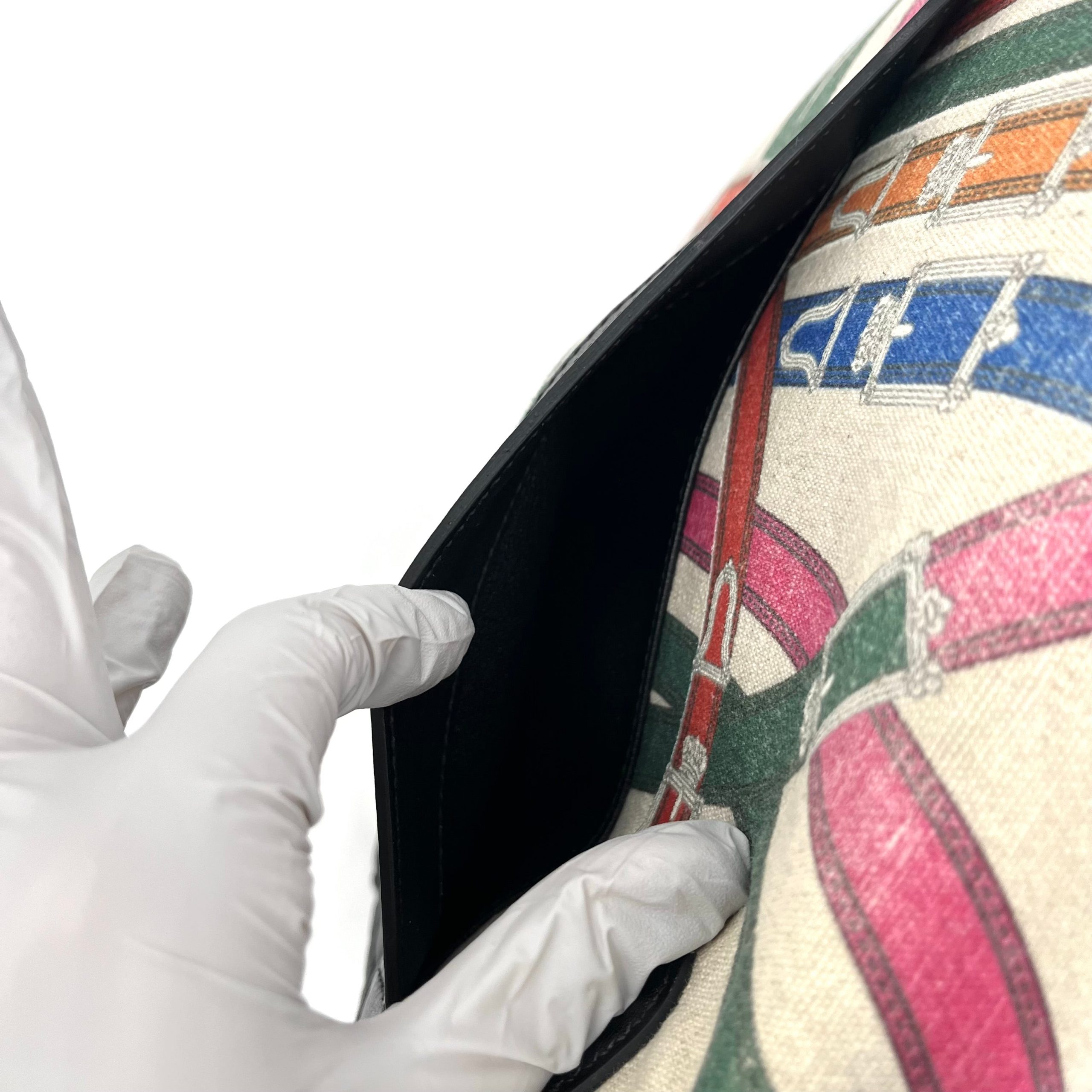 [Limited Edition] Hermes Swift Toile De Camp Cavalcadour Kelly Sellier 32 Black