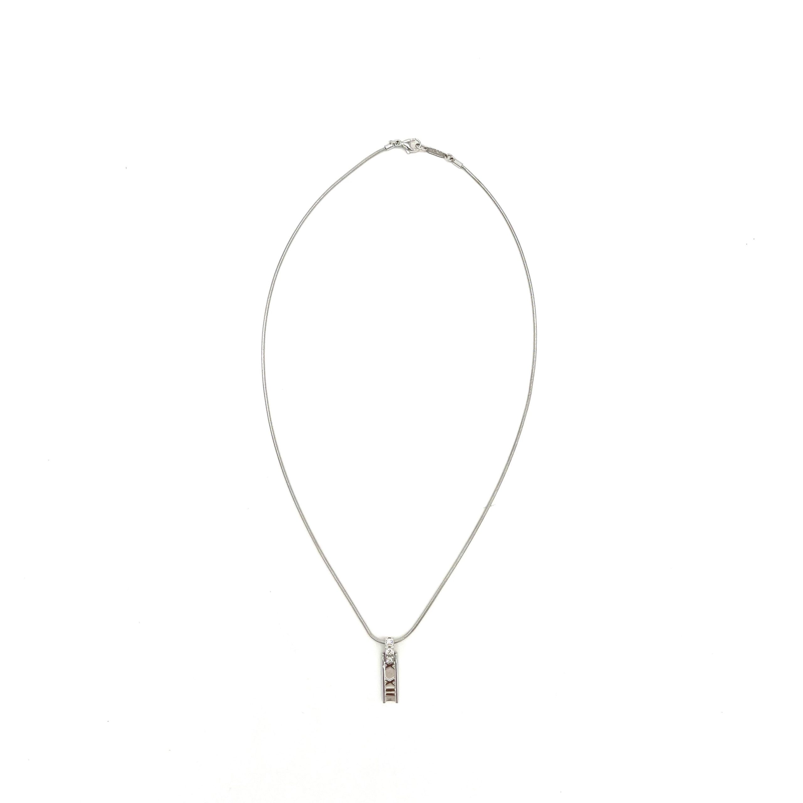 Tiffany & Co Vintage 18K Diamond Atlas Bar Pendant Necklace