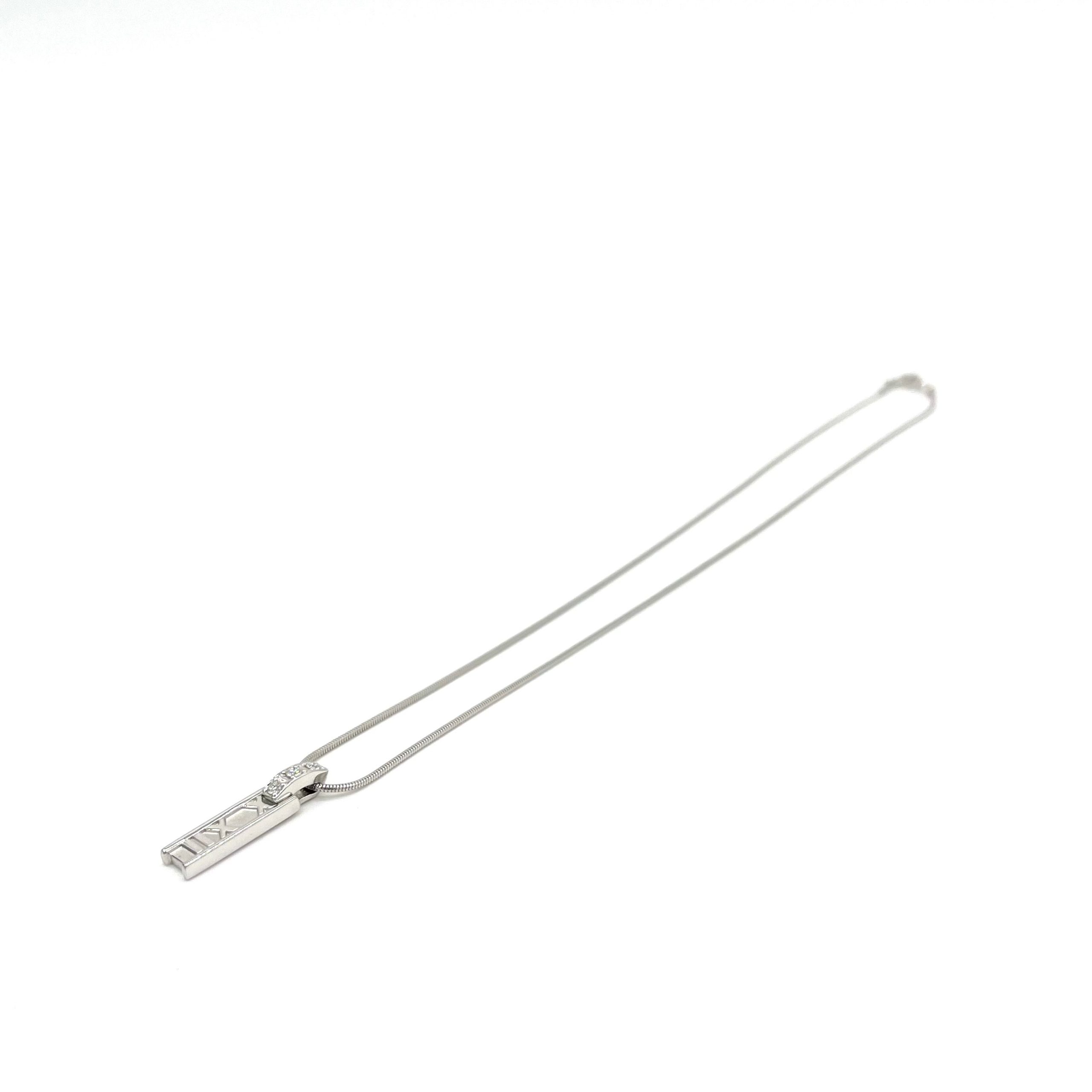 Tiffany & Co Vintage 18K Diamond Atlas Bar Pendant Necklace