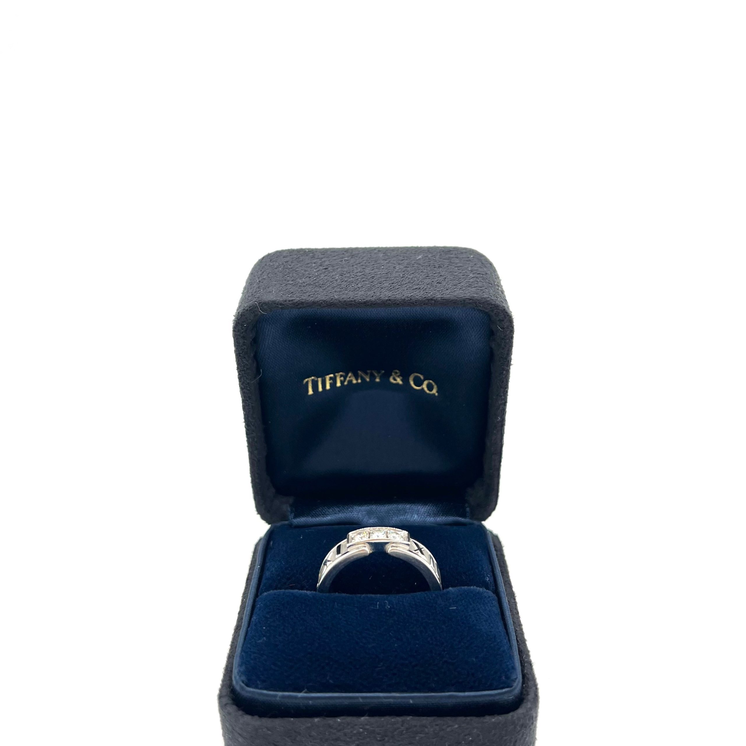Tiffany & Co Atlas Diamond Ring 18Kt White Gold 0.15Ct Size 6