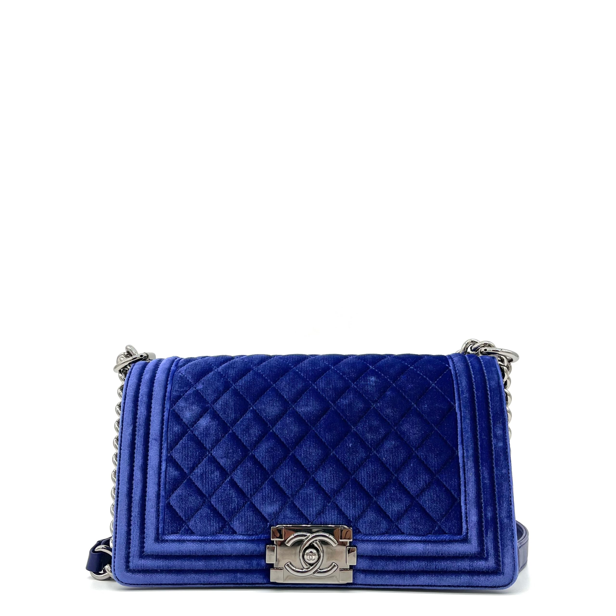 Chanel Medium Quilted Velvet Boy Flap Crossbody Bag 2015-2016