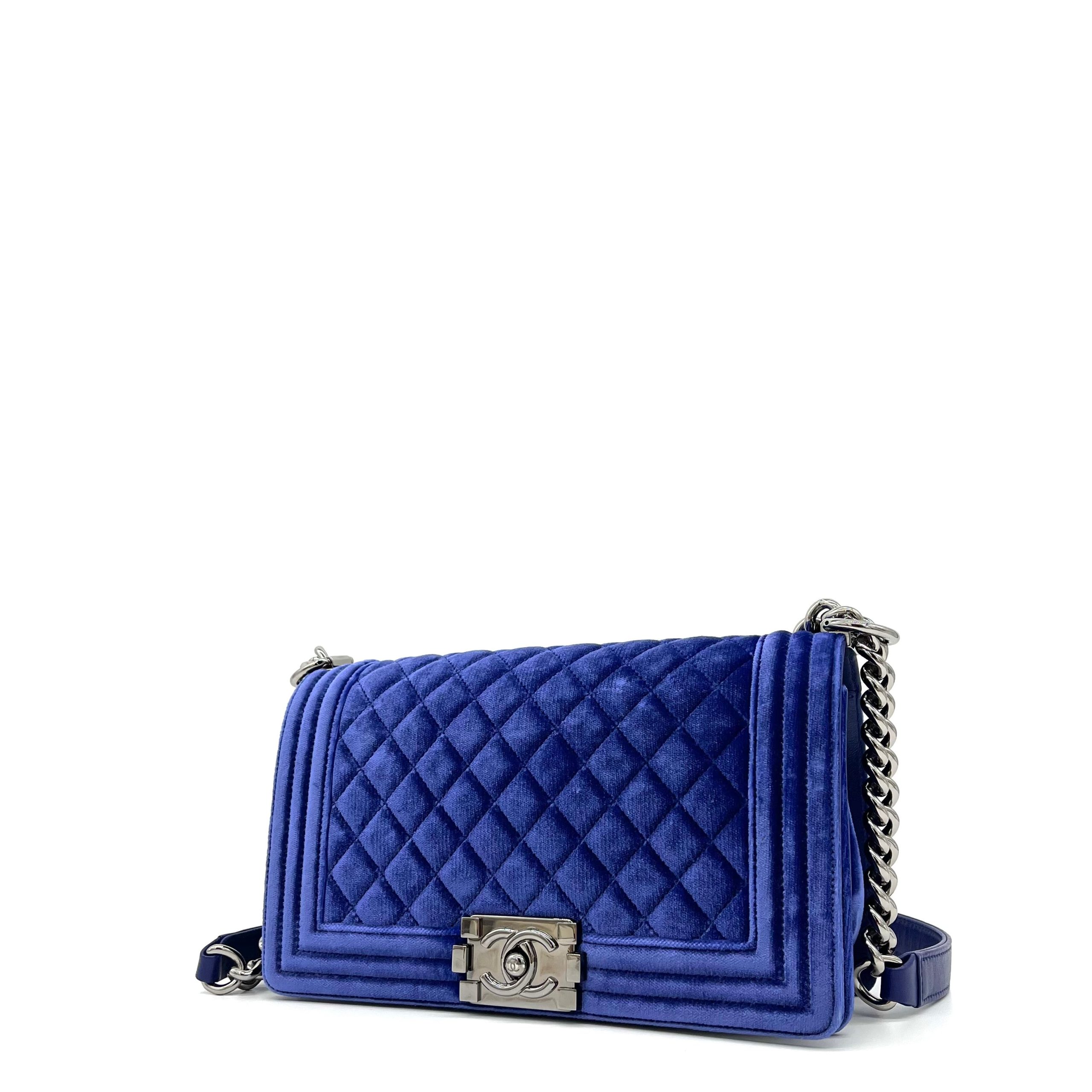 Chanel Medium Quilted Velvet Boy Flap Crossbody Bag 2015-2016