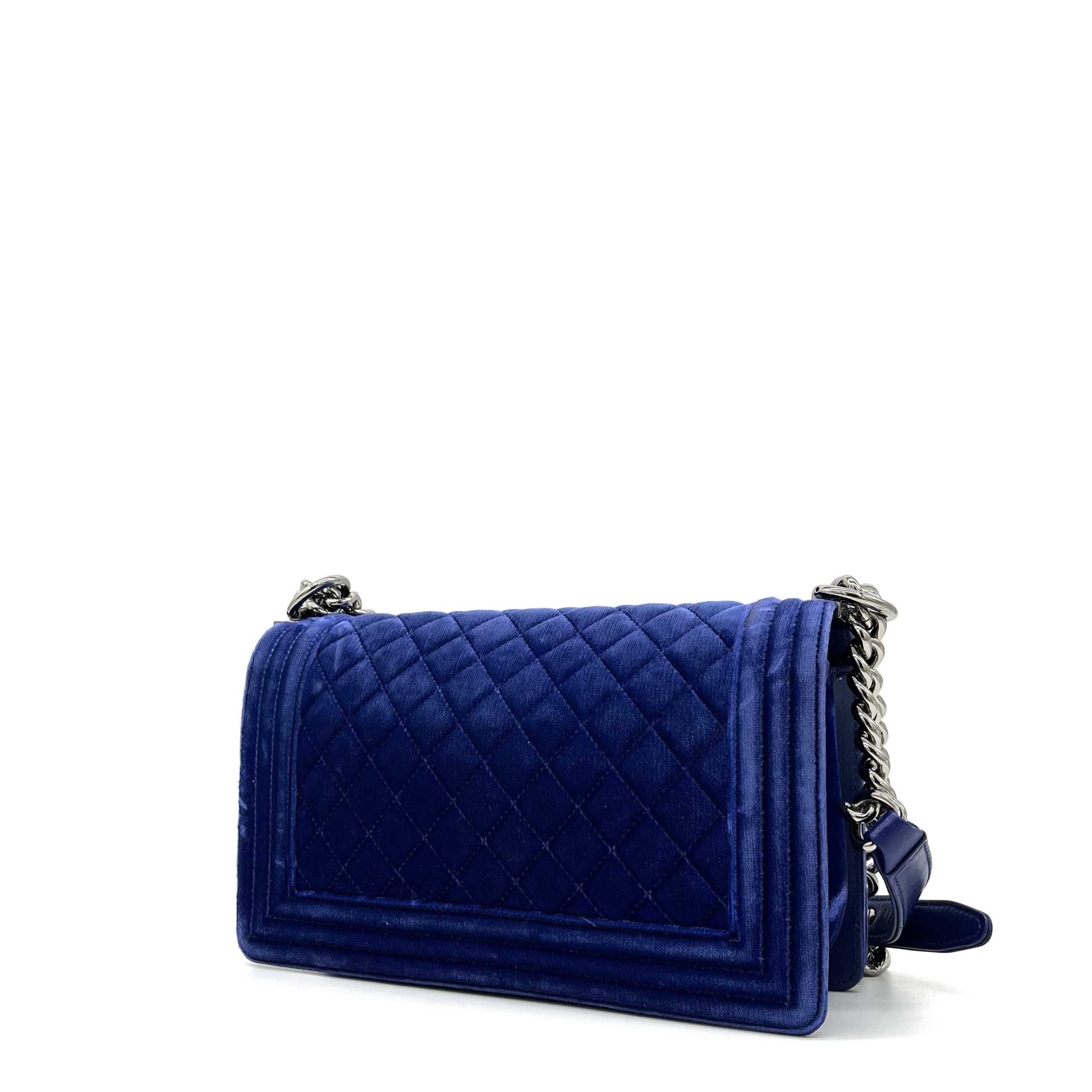 Chanel Medium Quilted Velvet Boy Flap Crossbody Bag 2015-2016