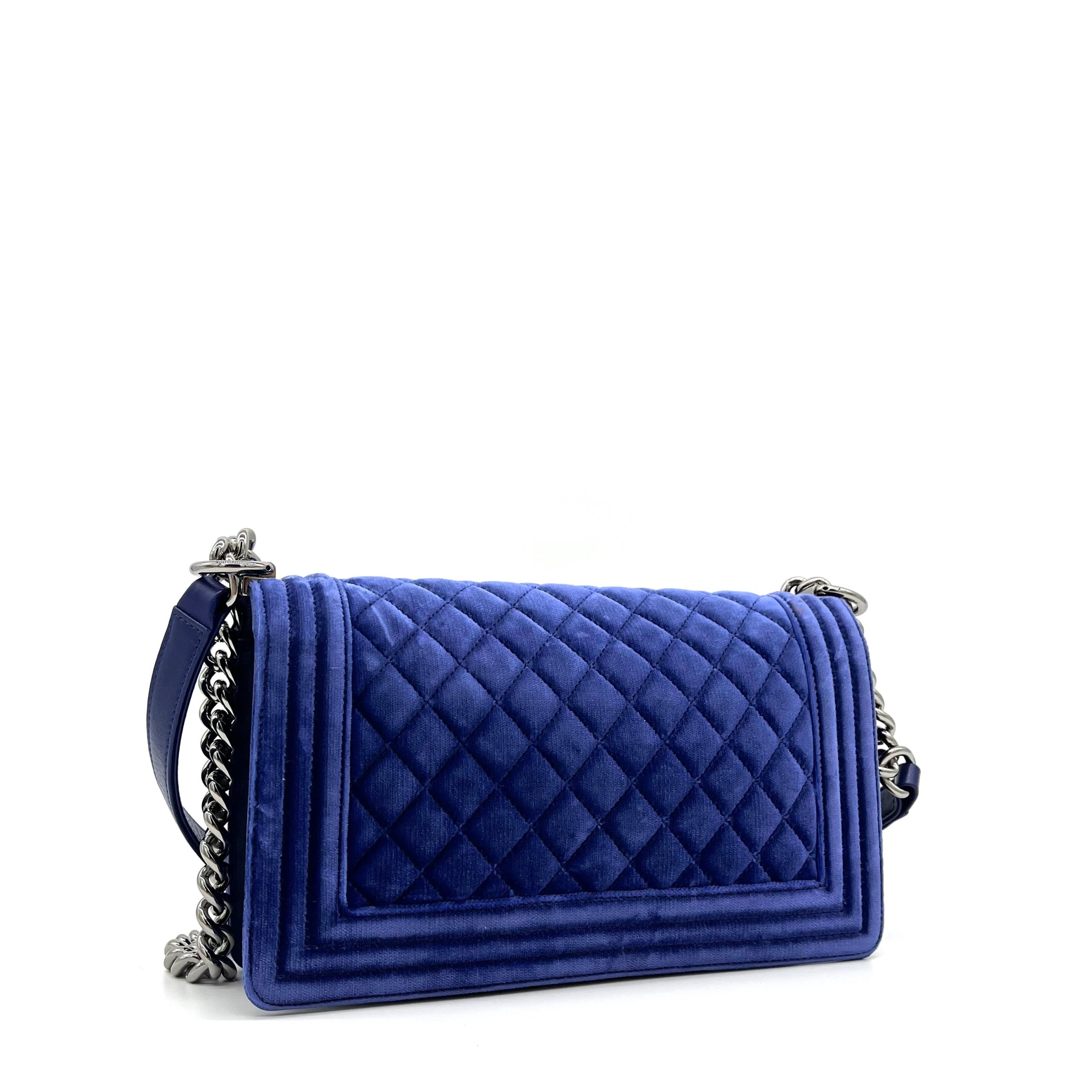 Chanel Medium Quilted Velvet Boy Flap Crossbody Bag 2015-2016