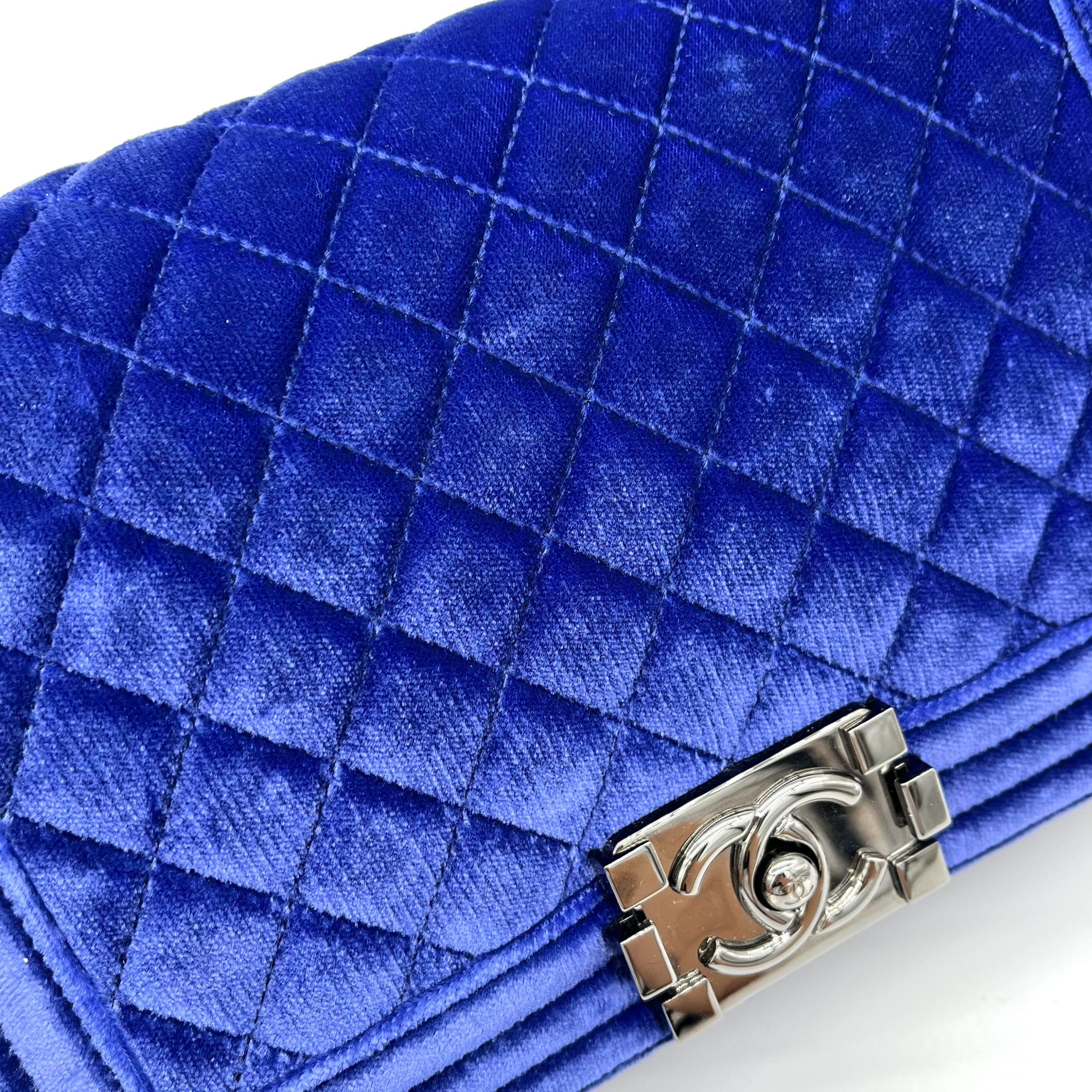 Chanel Medium Quilted Velvet Boy Flap Crossbody Bag 2015-2016