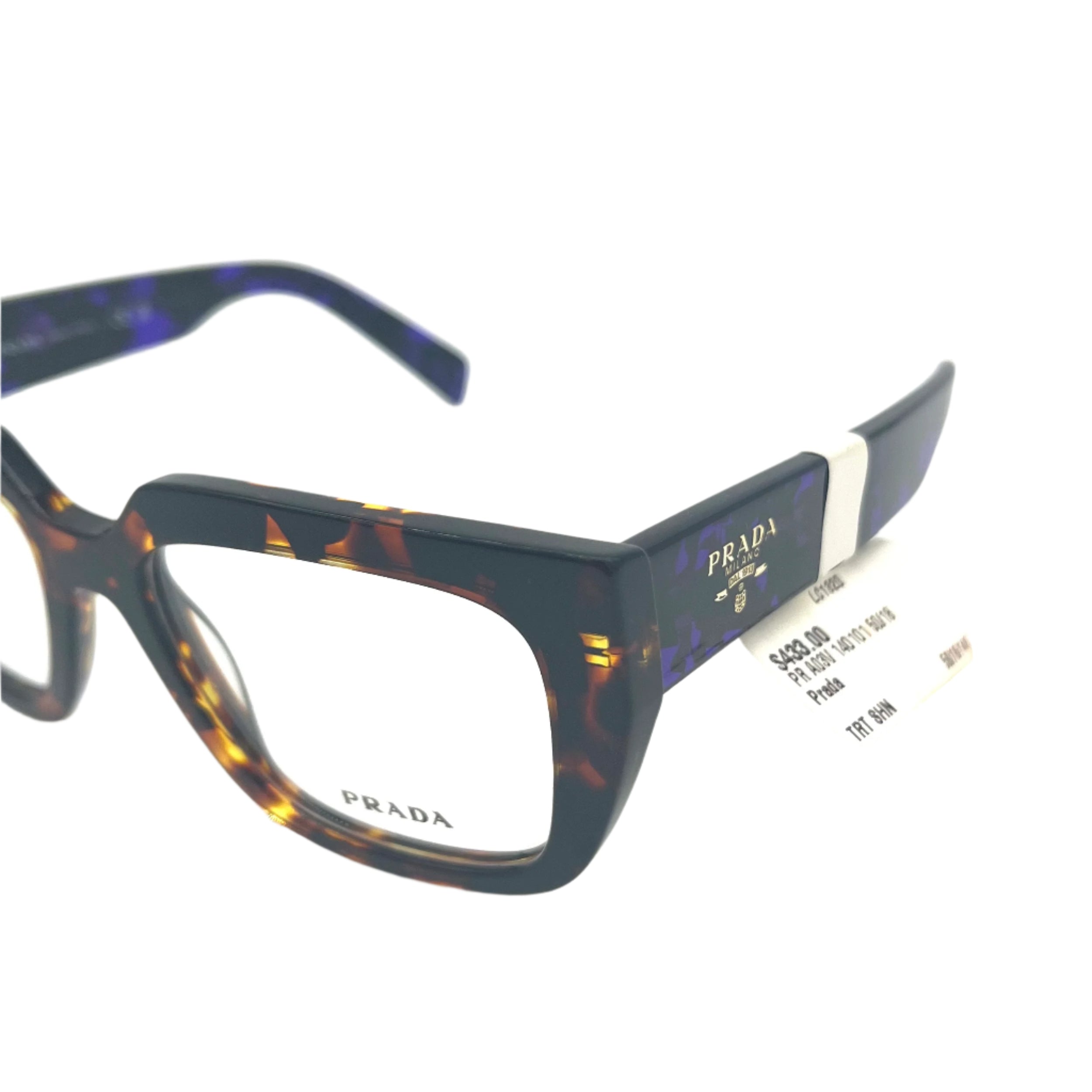 PRADA VPR A03 14O-1O1 50-18 140 Havana & Purple Tortoise Eyeglasses Frame