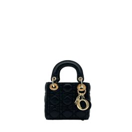 Mini Christian Dior Lambskin Cannage Micro Lady Dior Black
