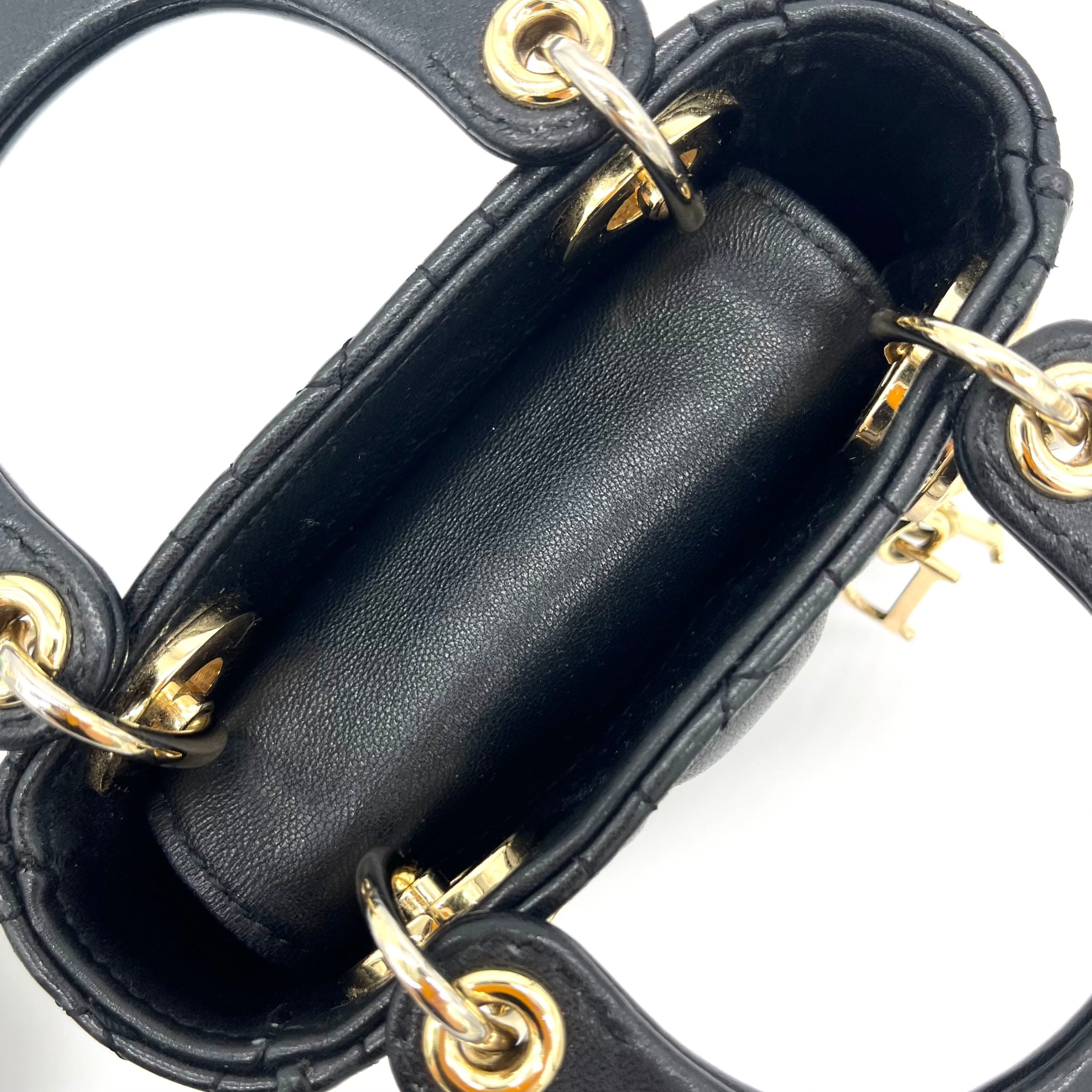 Mini Christian Dior Lambskin Cannage Micro Lady Dior Black