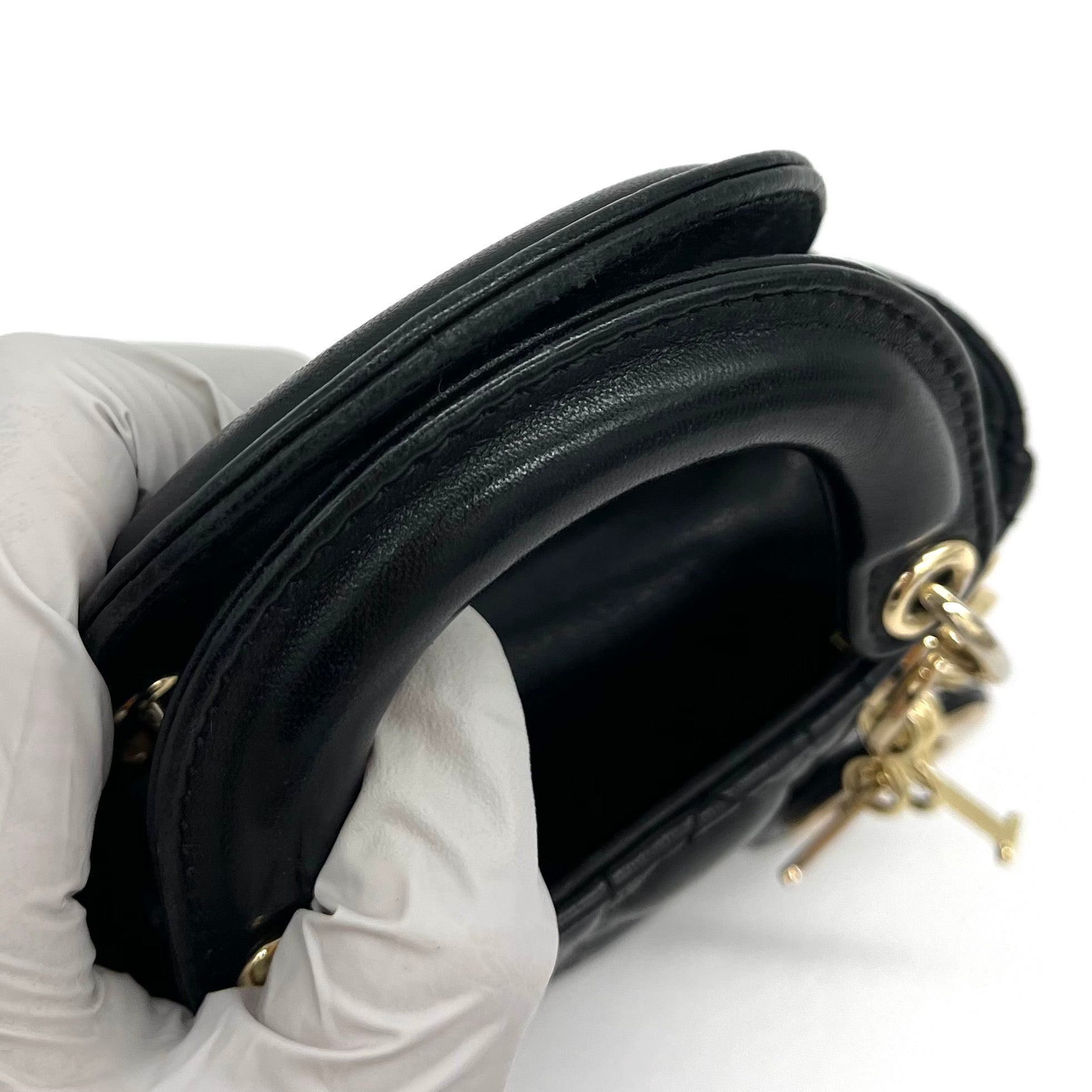 Mini Christian Dior Lambskin Cannage Micro Lady Dior Black