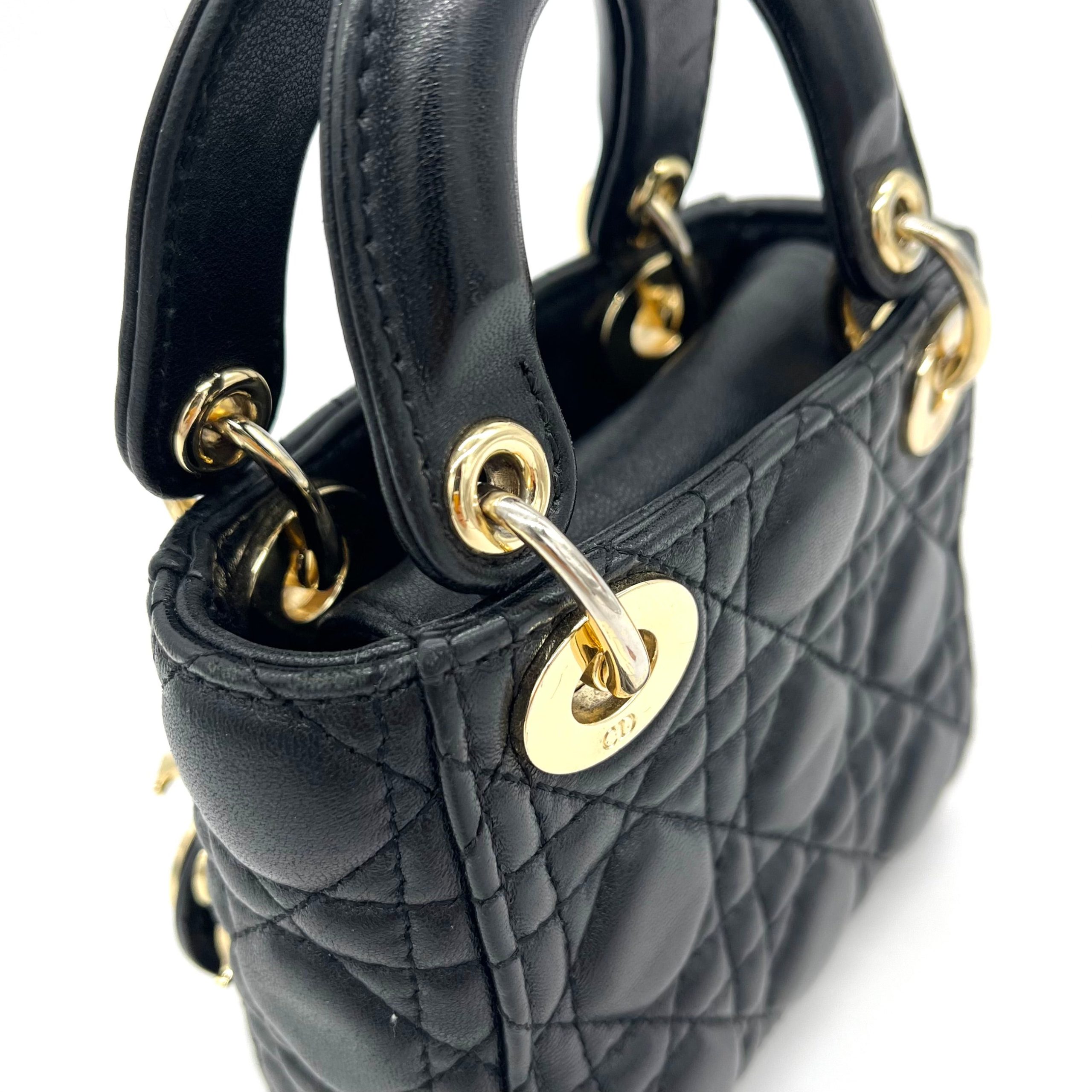 Mini Christian Dior Lambskin Cannage Micro Lady Dior Black