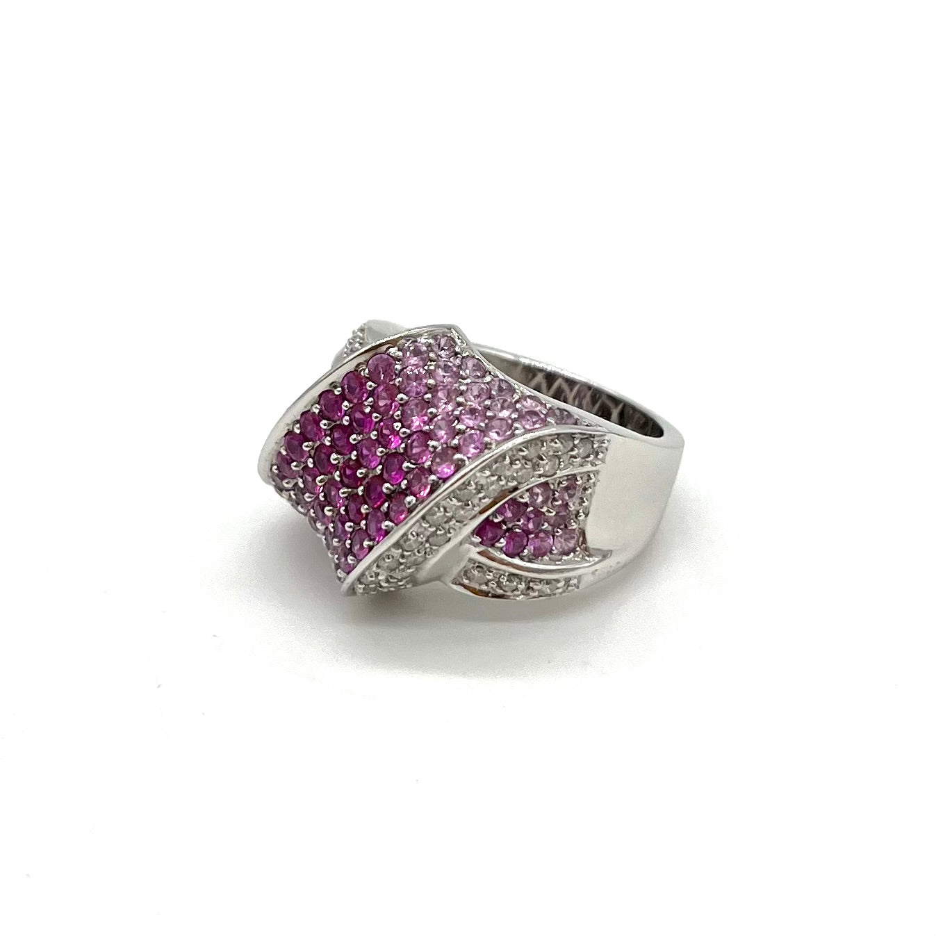 18K White Gold Pink Crystal Ring