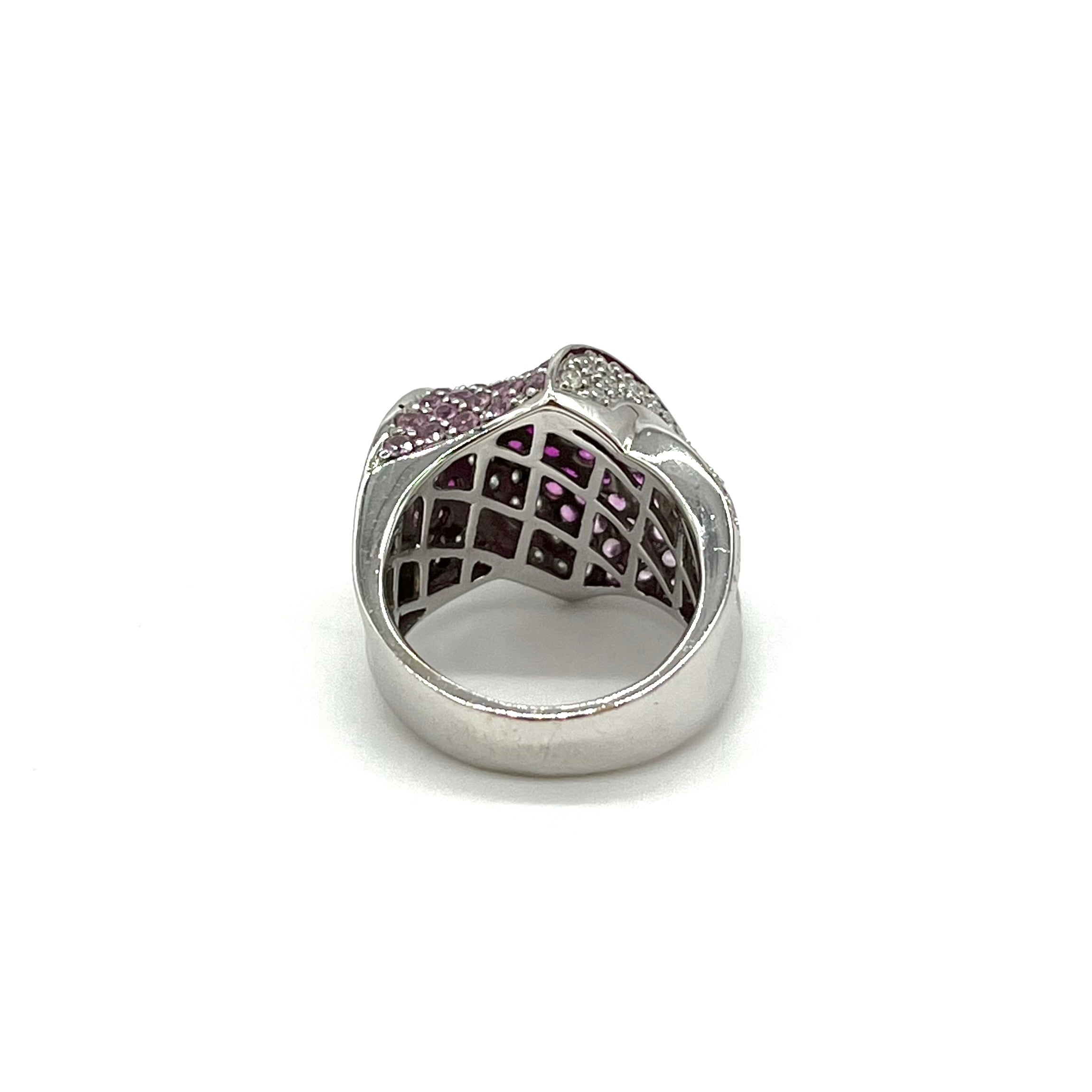 18K White Gold Pink Crystal Ring
