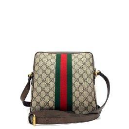 GUCCI GG Supreme Monogram Web Small Ophidia Messenger Bag Brown