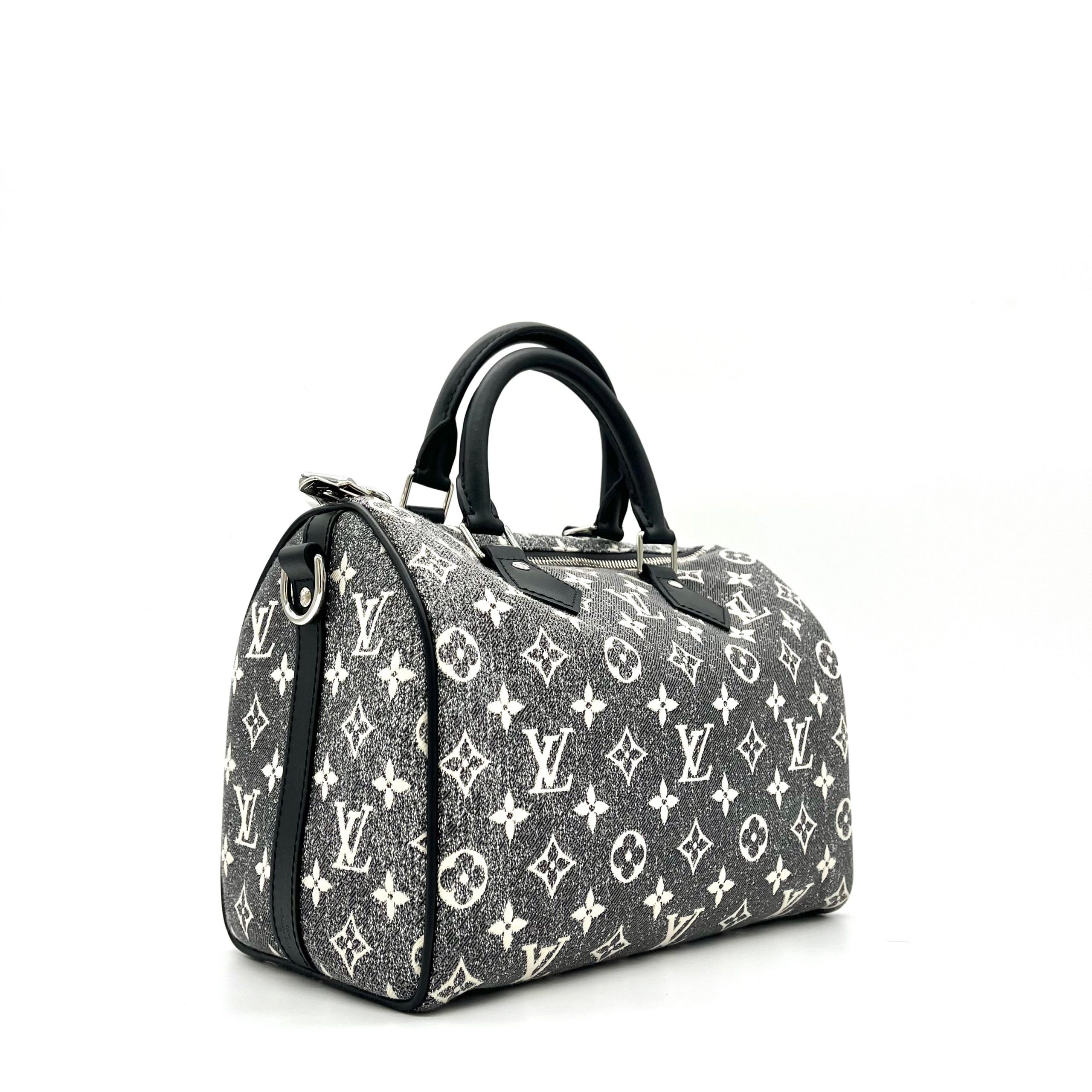 Louis Vuitton Denim Monogram Jacquard Speedy Bandouliere 25 Black