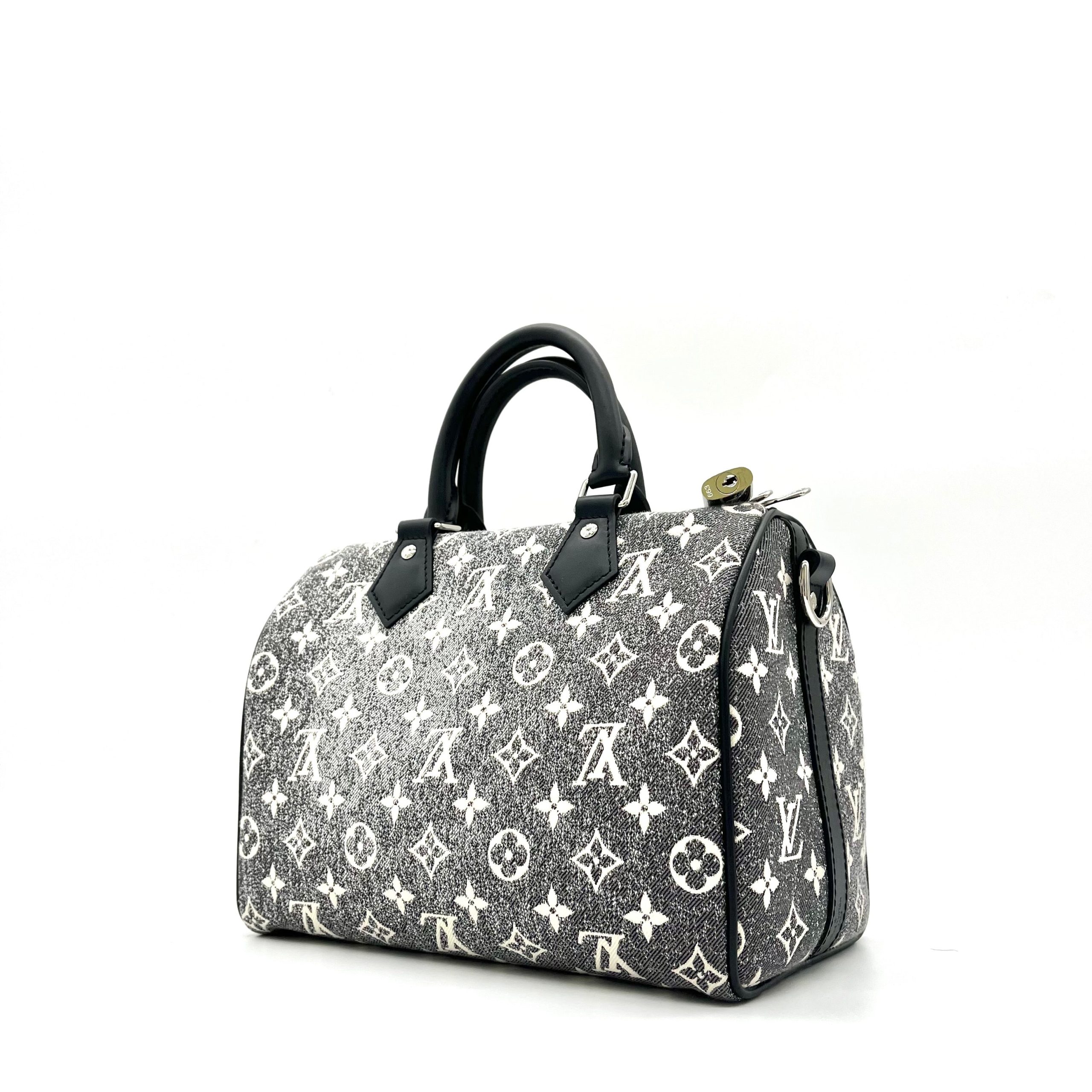 Louis Vuitton Denim Monogram Jacquard Speedy Bandouliere 25 Black