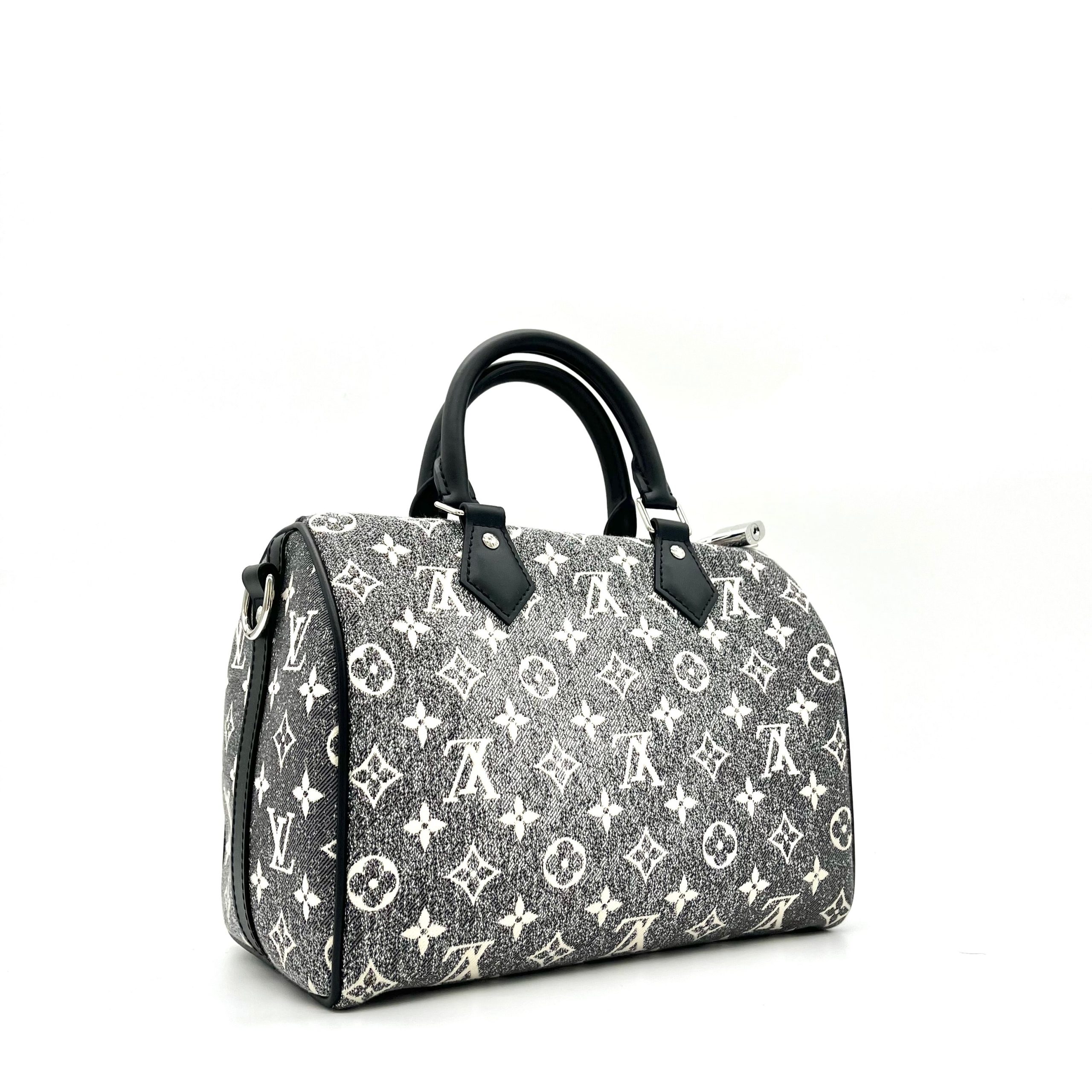 Louis Vuitton Denim Monogram Jacquard Speedy Bandouliere 25 Black