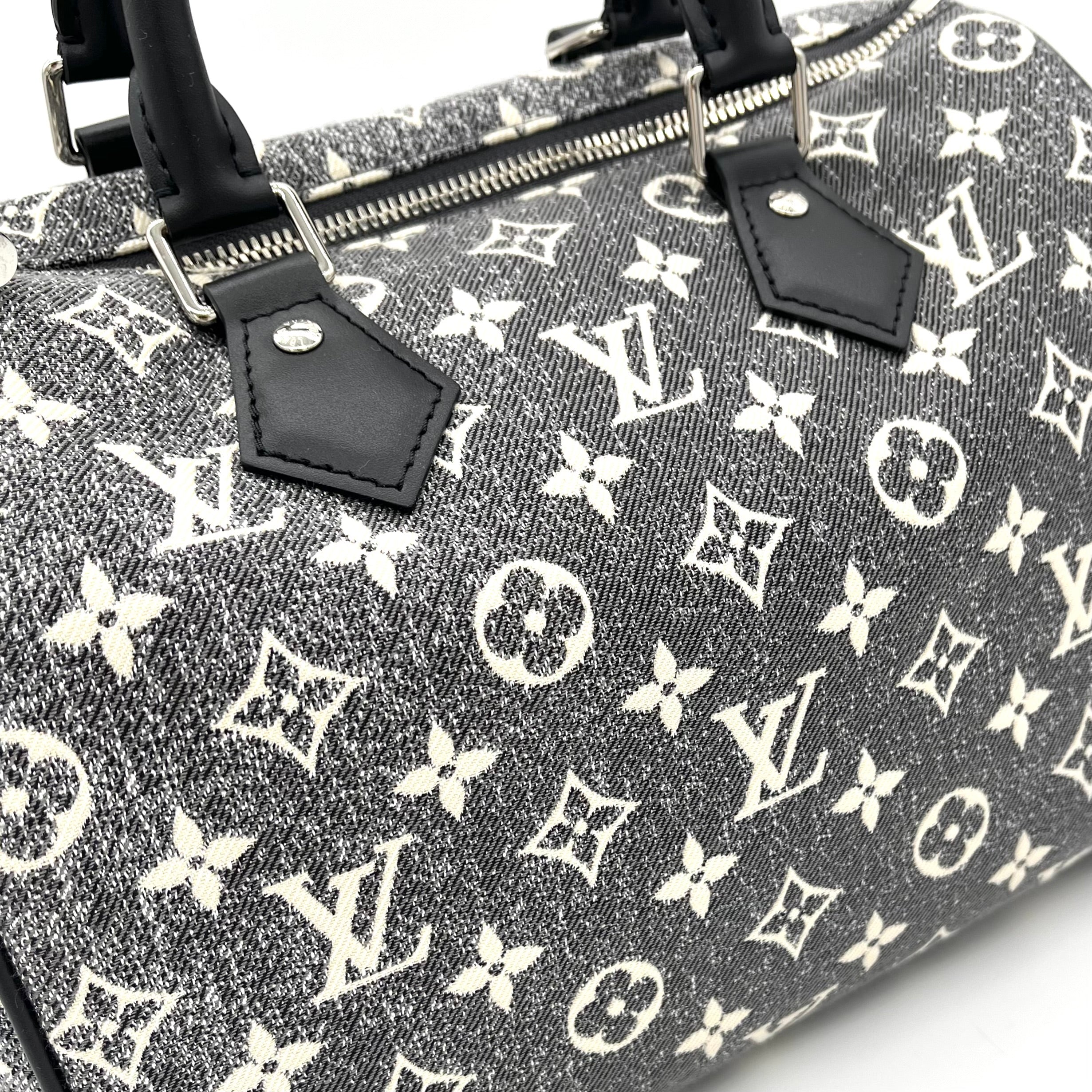 Louis Vuitton Denim Monogram Jacquard Speedy Bandouliere 25 Black