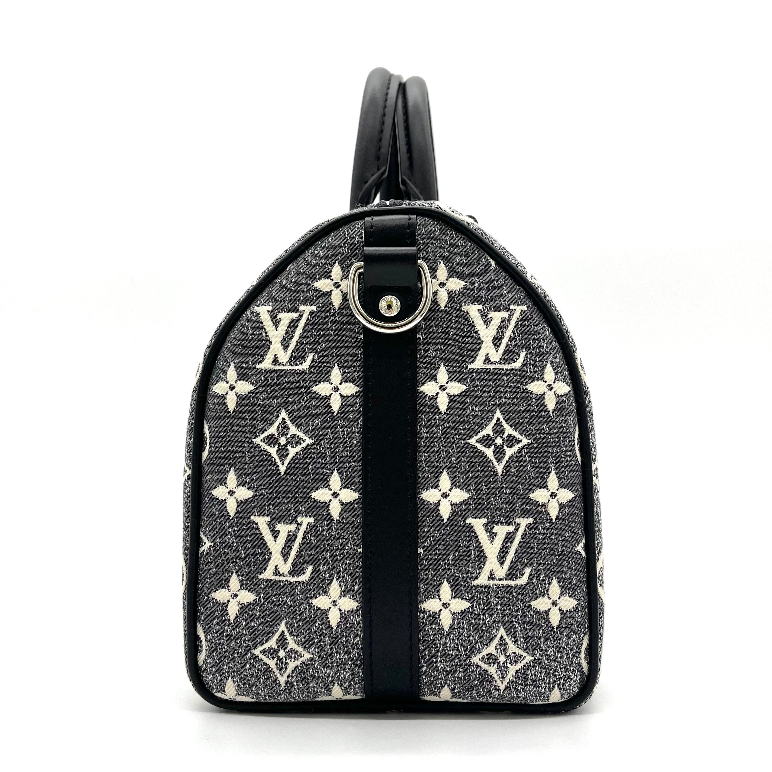 Louis Vuitton Denim Monogram Jacquard Speedy Bandouliere 25 Black