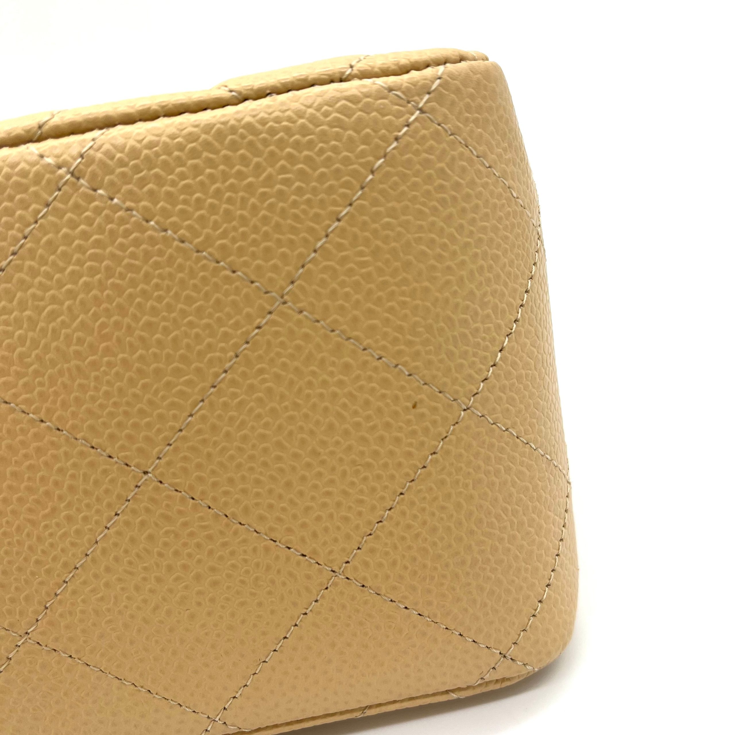 CHANEL Caviar Quilted Jumbo Double Flap Beige 2012-2013