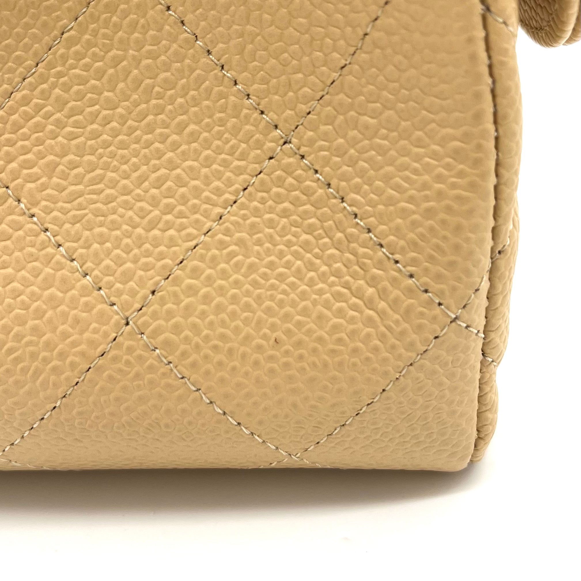 CHANEL Caviar Quilted Jumbo Double Flap Beige 2012-2013